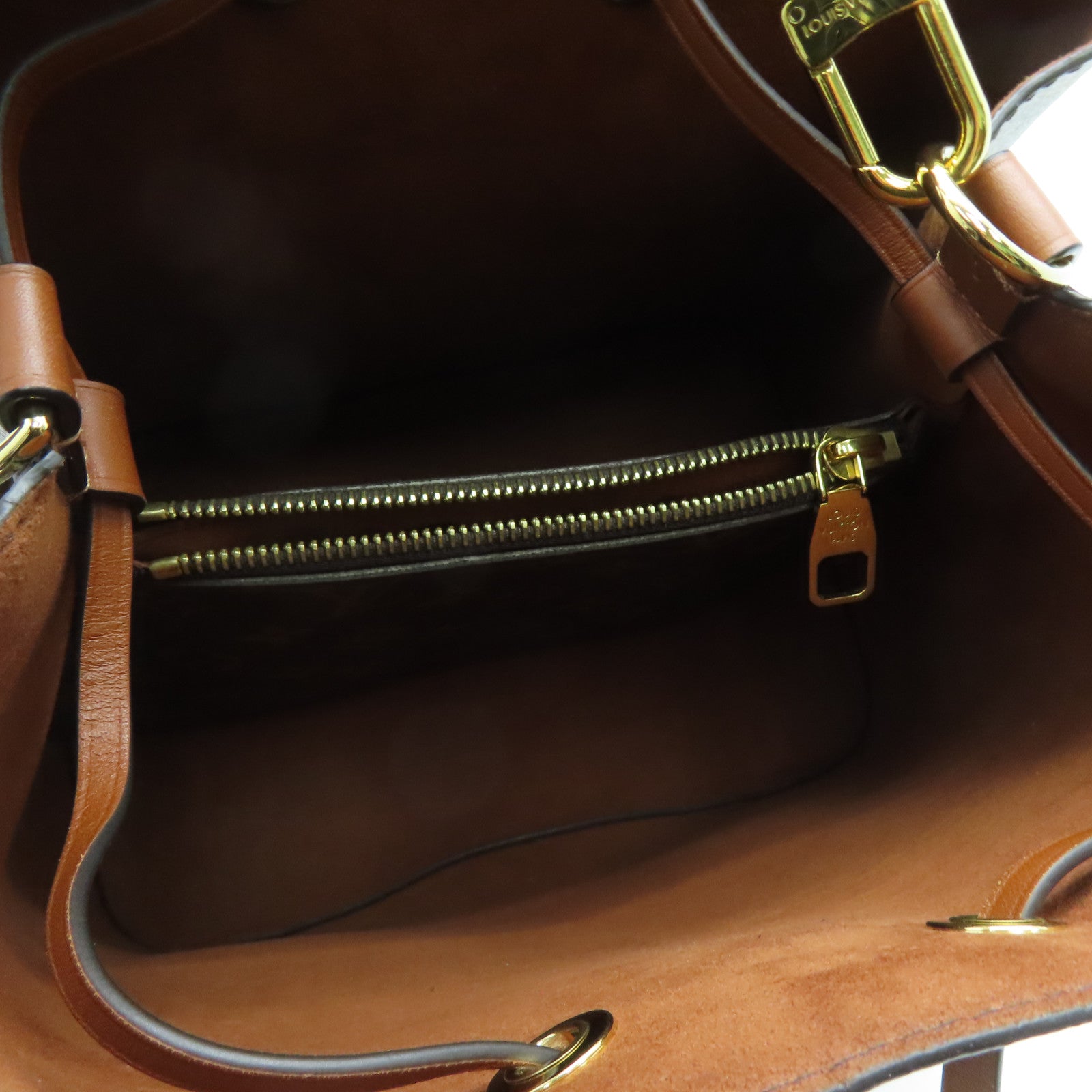 LOUIS VUITTON Monogram NoeNoe MM Gold Buckle Shoulder Bag Brown