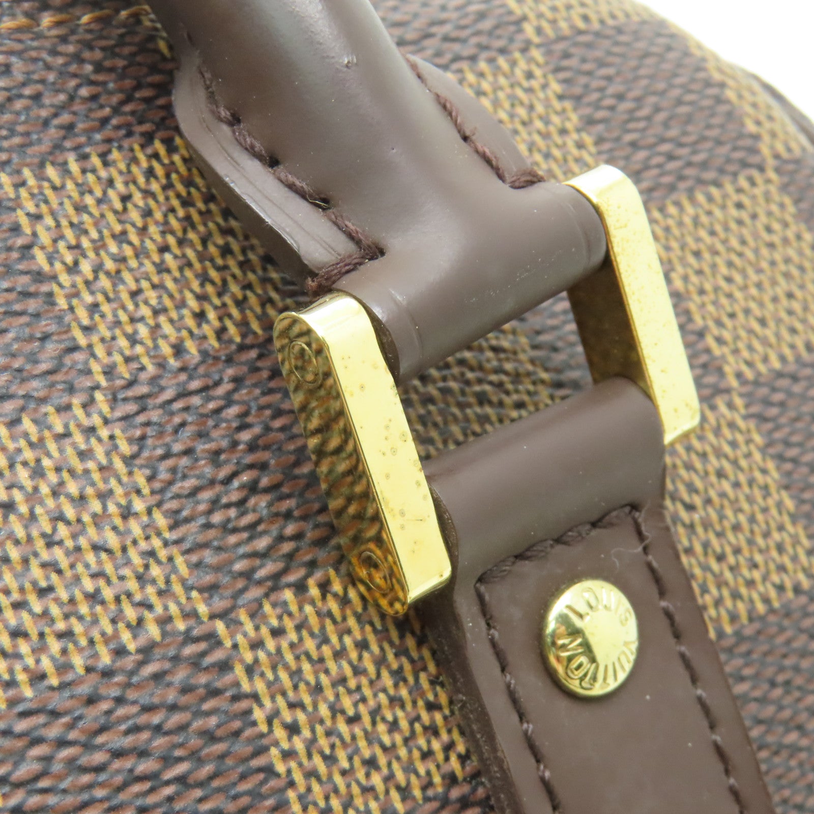 LOUIS VUITTON Damier Ribera MM金扣手挽袋啡色