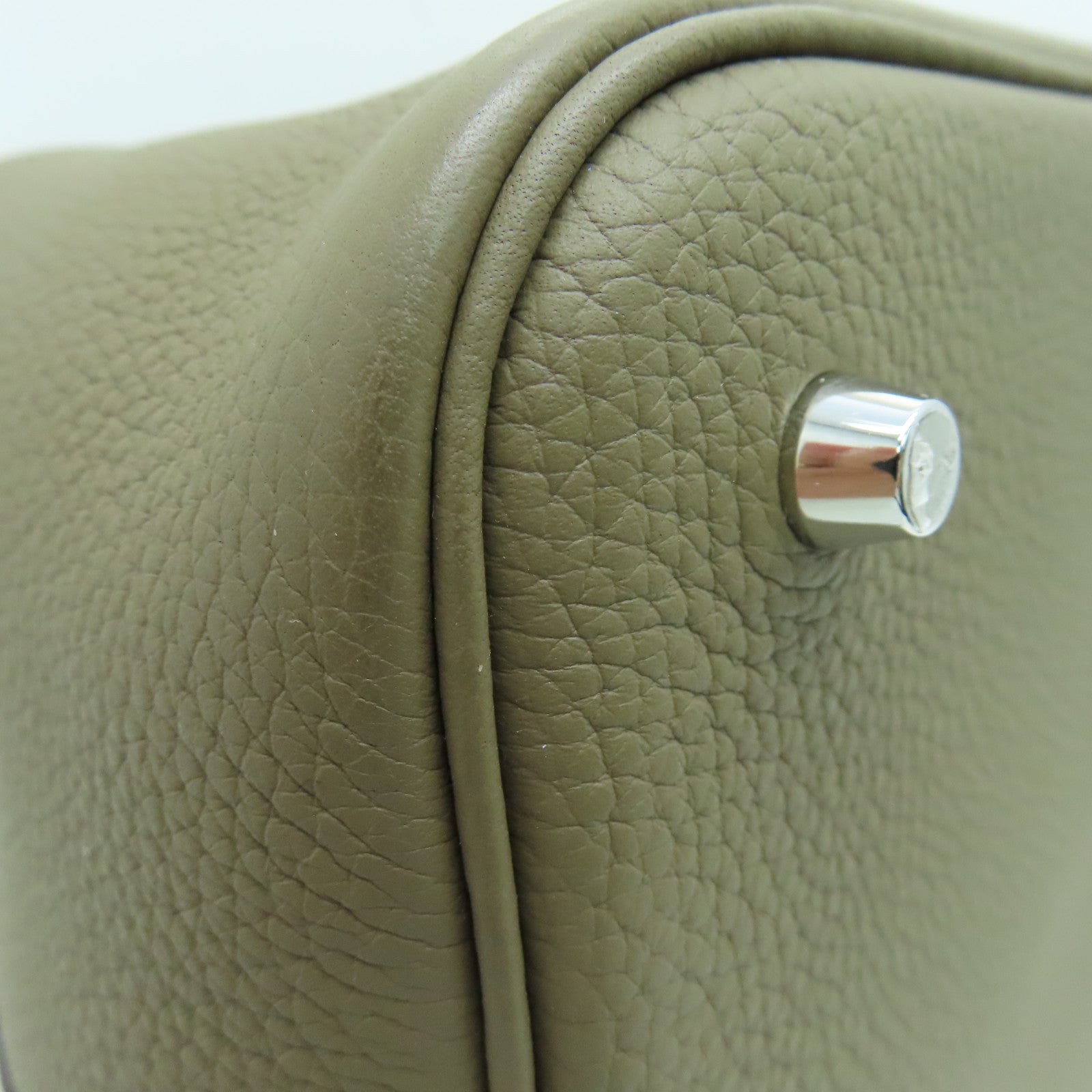 HERMES Clemence皮革Picotin MM Tote Bag银扣手挽袋大象色