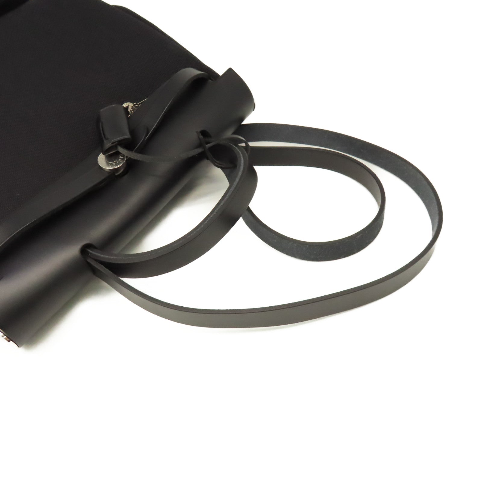 HERMES 帆布Herbag PM 2Way Shoulder Bag銀扣手挽肩背兩用袋黑色