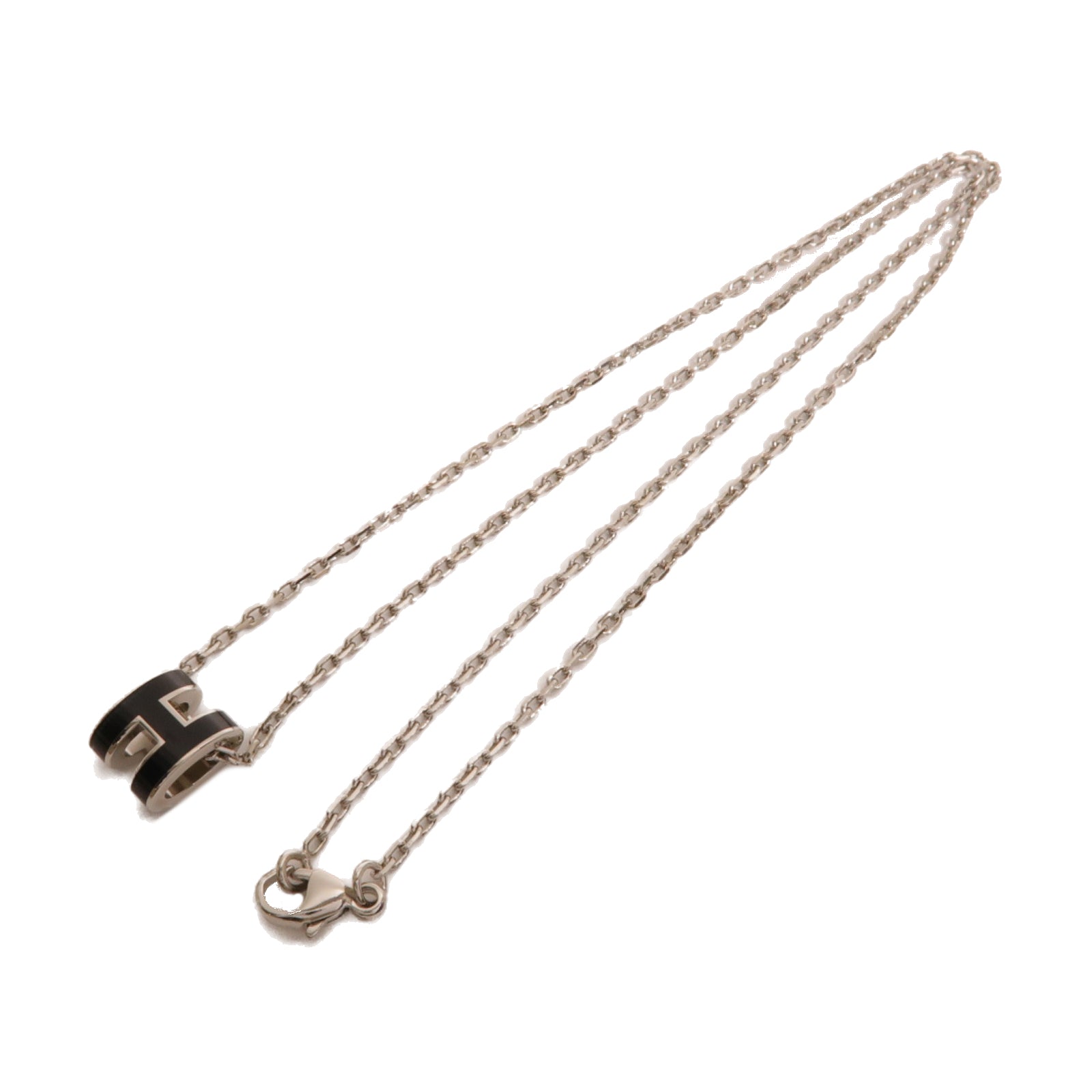HERMES 金屬Mini Pop H Necklace項鏈黑色/銀色