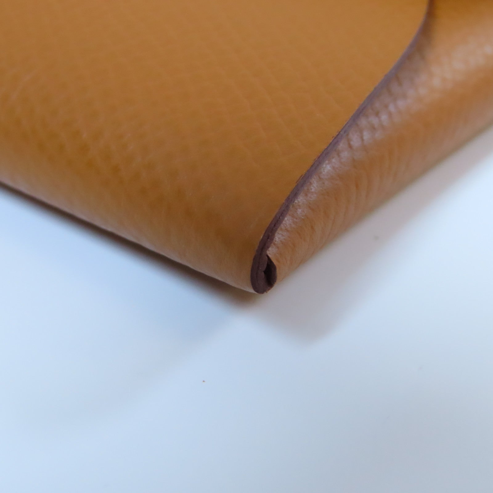 HERMES Epsom皮革Bastia銀扣零錢包經典駝色