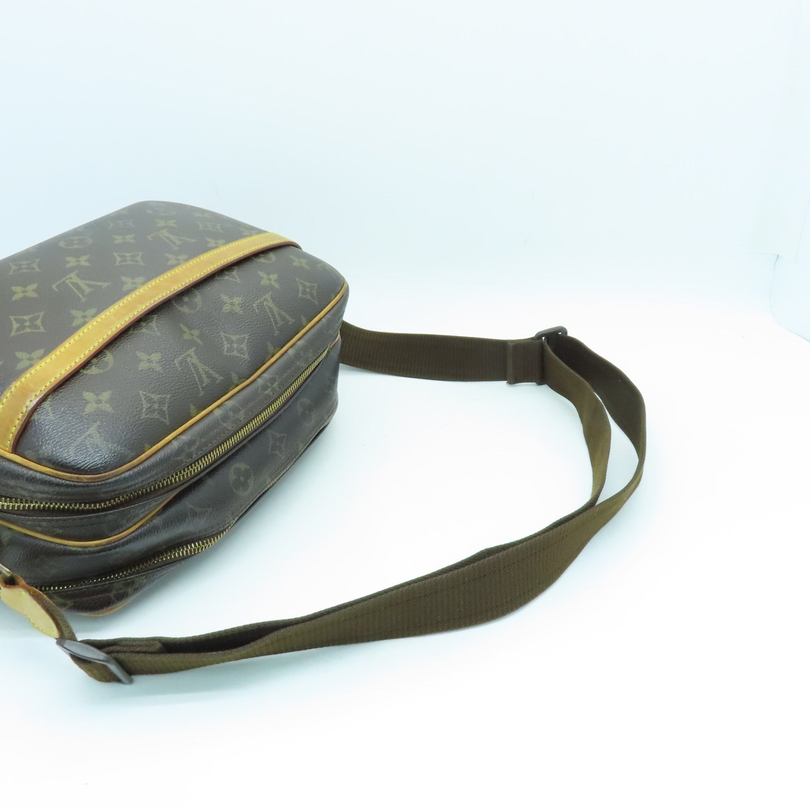 LOUIS VUITTON Monogram Reporter PM金扣肩背袋啡色