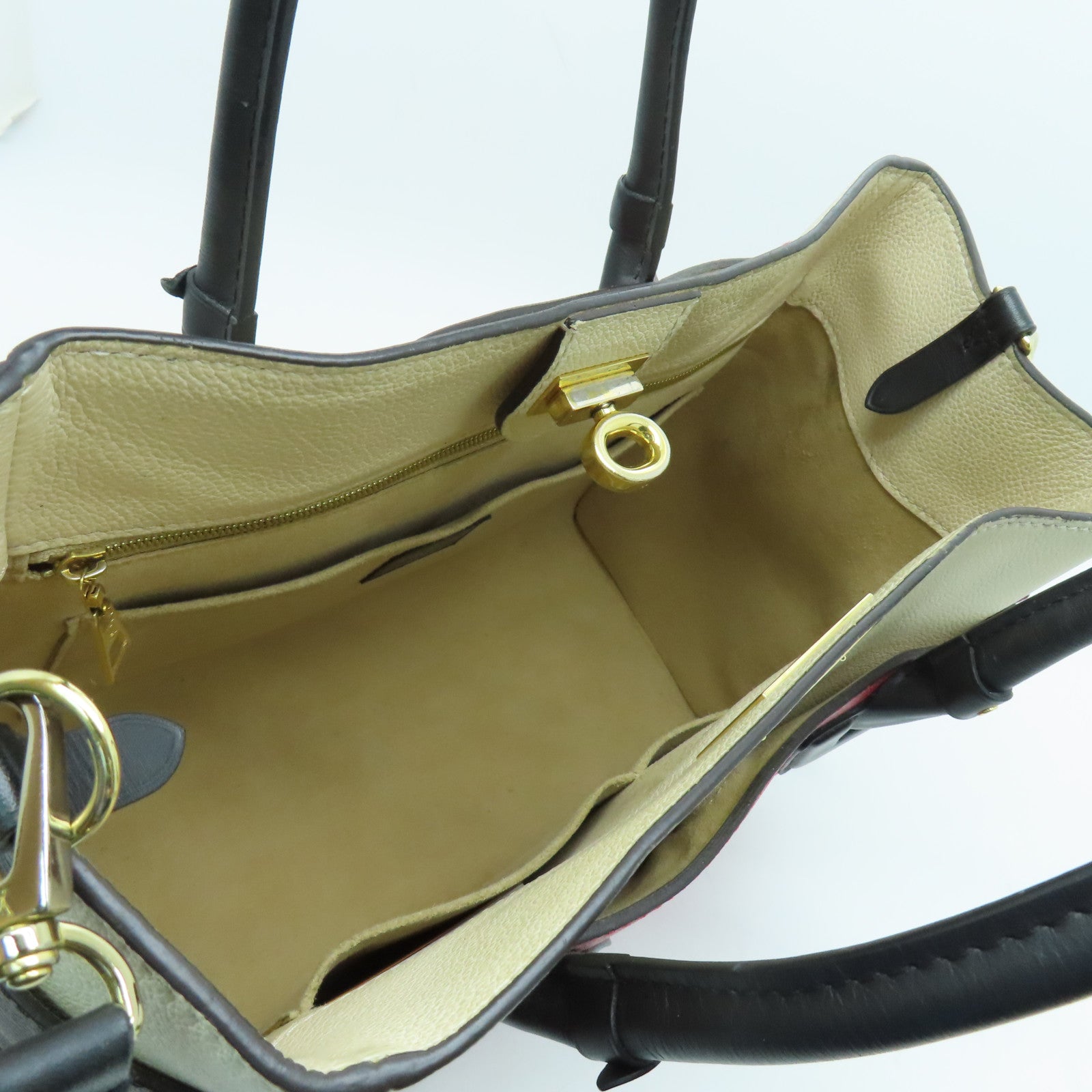 LOUIS VUITTON Monogram On My Side MM金扣肩背袋紅色/米色
