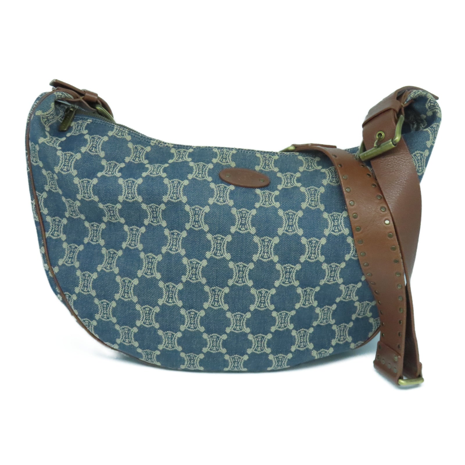 CELINE 帆布Shoulder Bag金扣肩背袋藍色