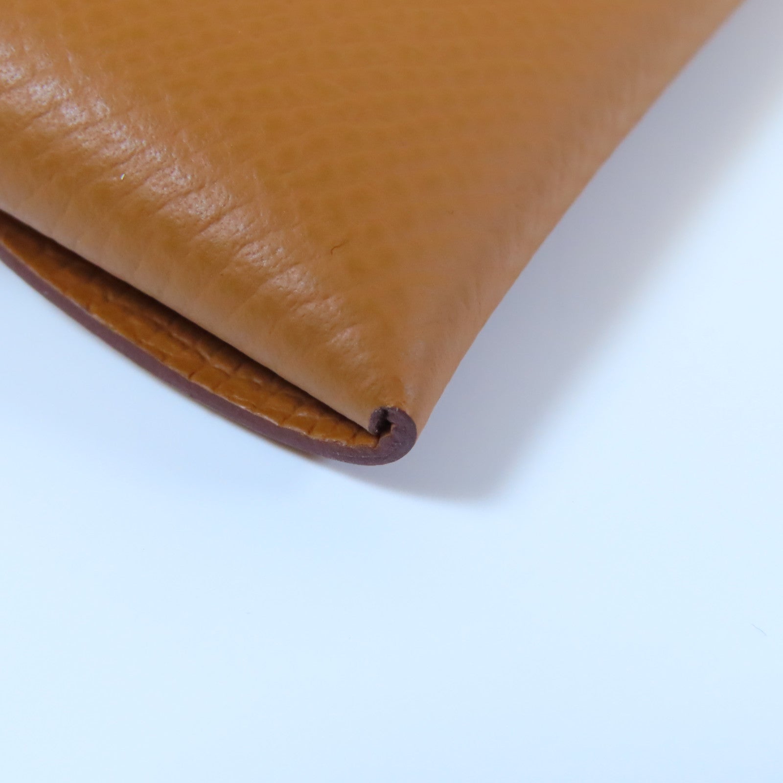 HERMES Epsom皮革Bastia銀扣零錢包經典駝色