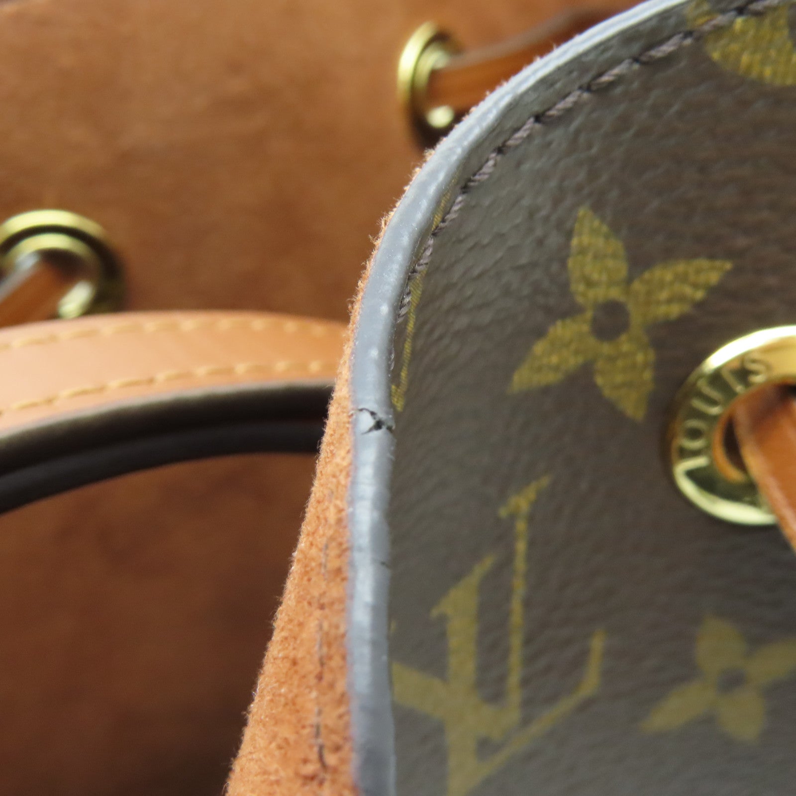 LOUIS VUITTON Monogram NoeNoe MM Gold Buckle Shoulder Bag Brown