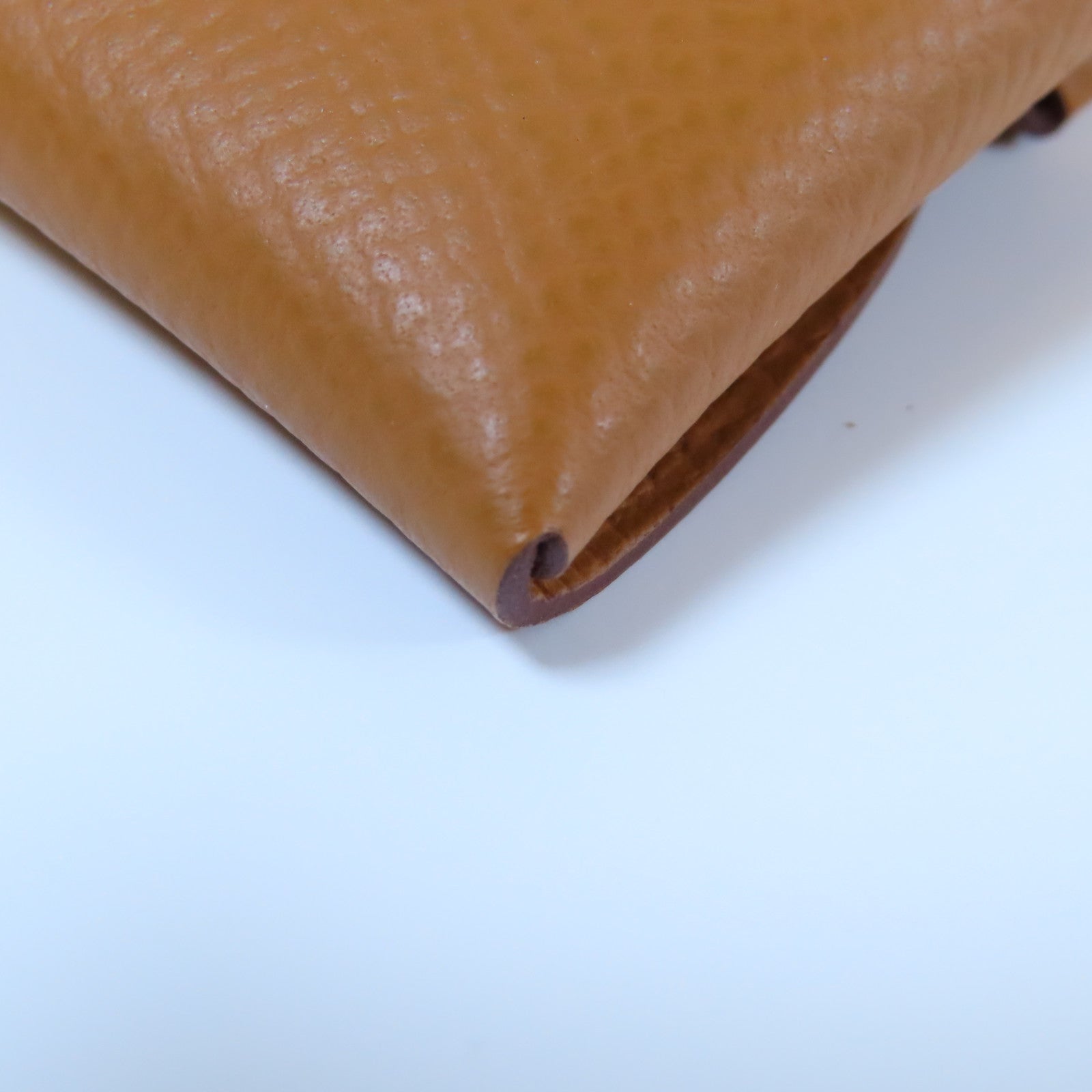 HERMES Epsom皮革Bastia銀扣零錢包經典駝色