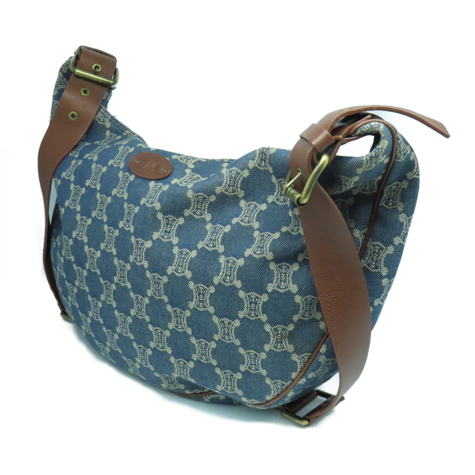 CELINE 帆布Shoulder Bag金扣肩背袋藍色