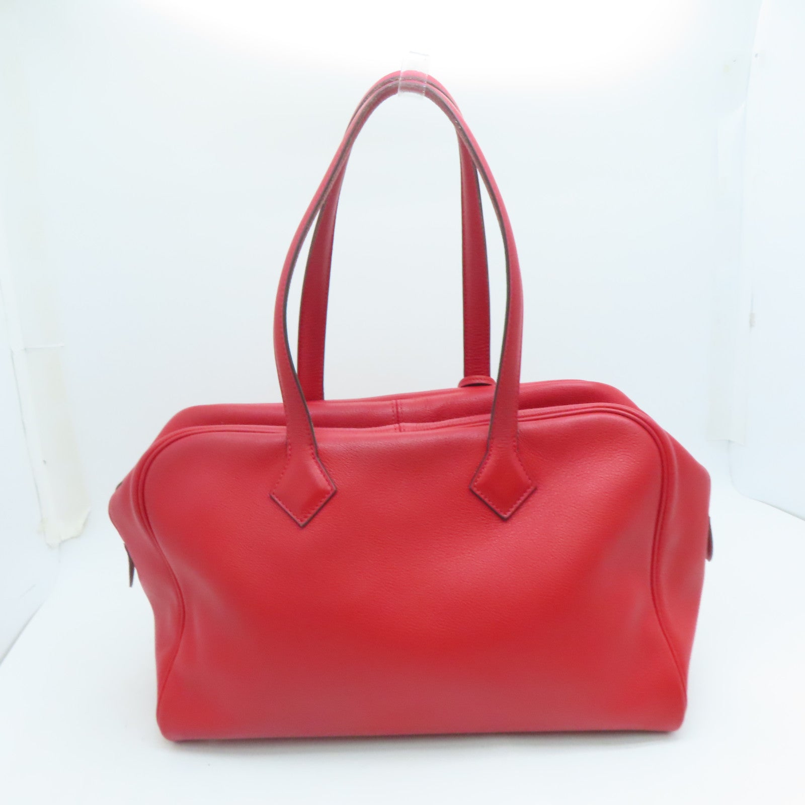 HERMES Evercolor皮革Victoria銀扣手挽袋法拉利紅