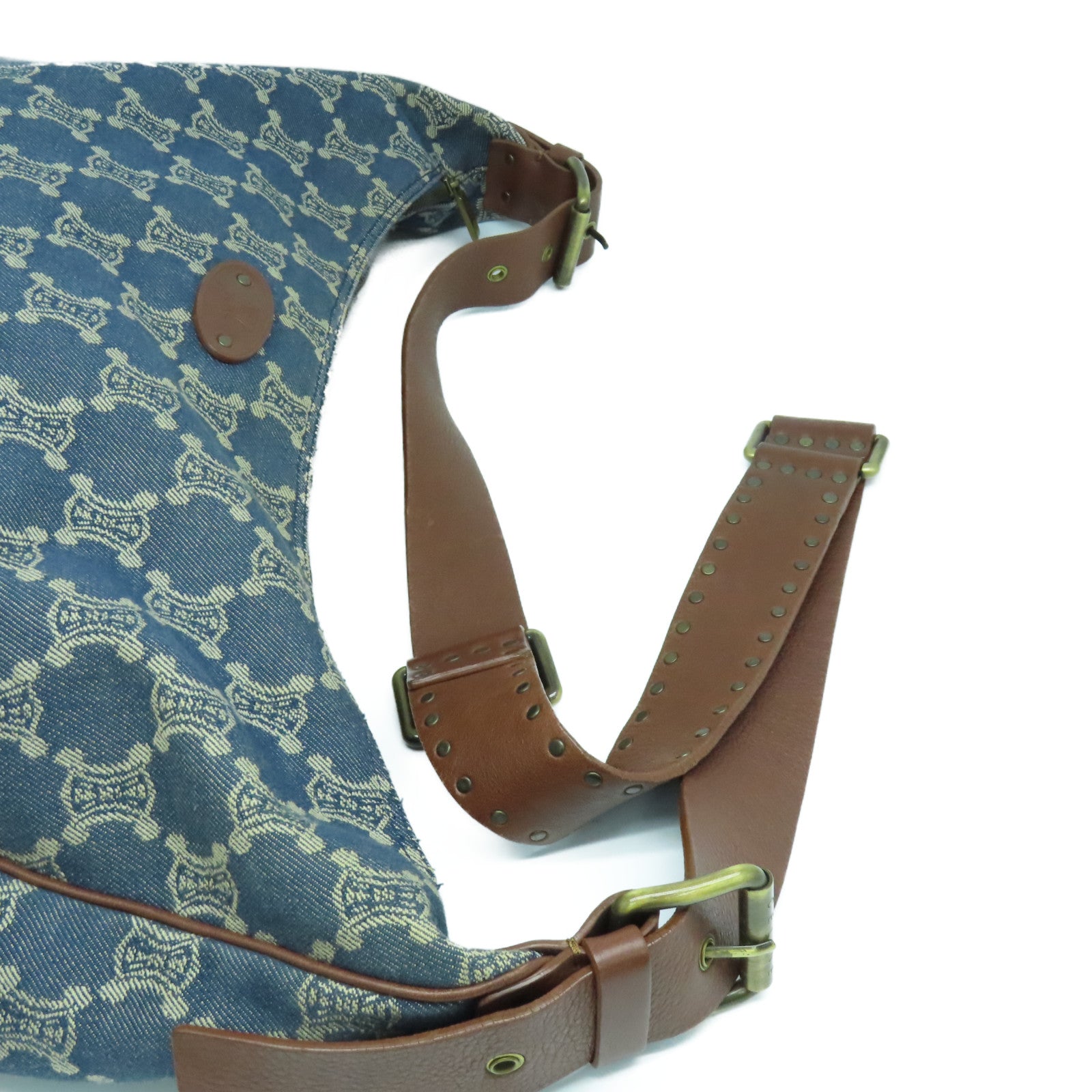 CELINE 帆布Shoulder Bag金扣肩背袋藍色