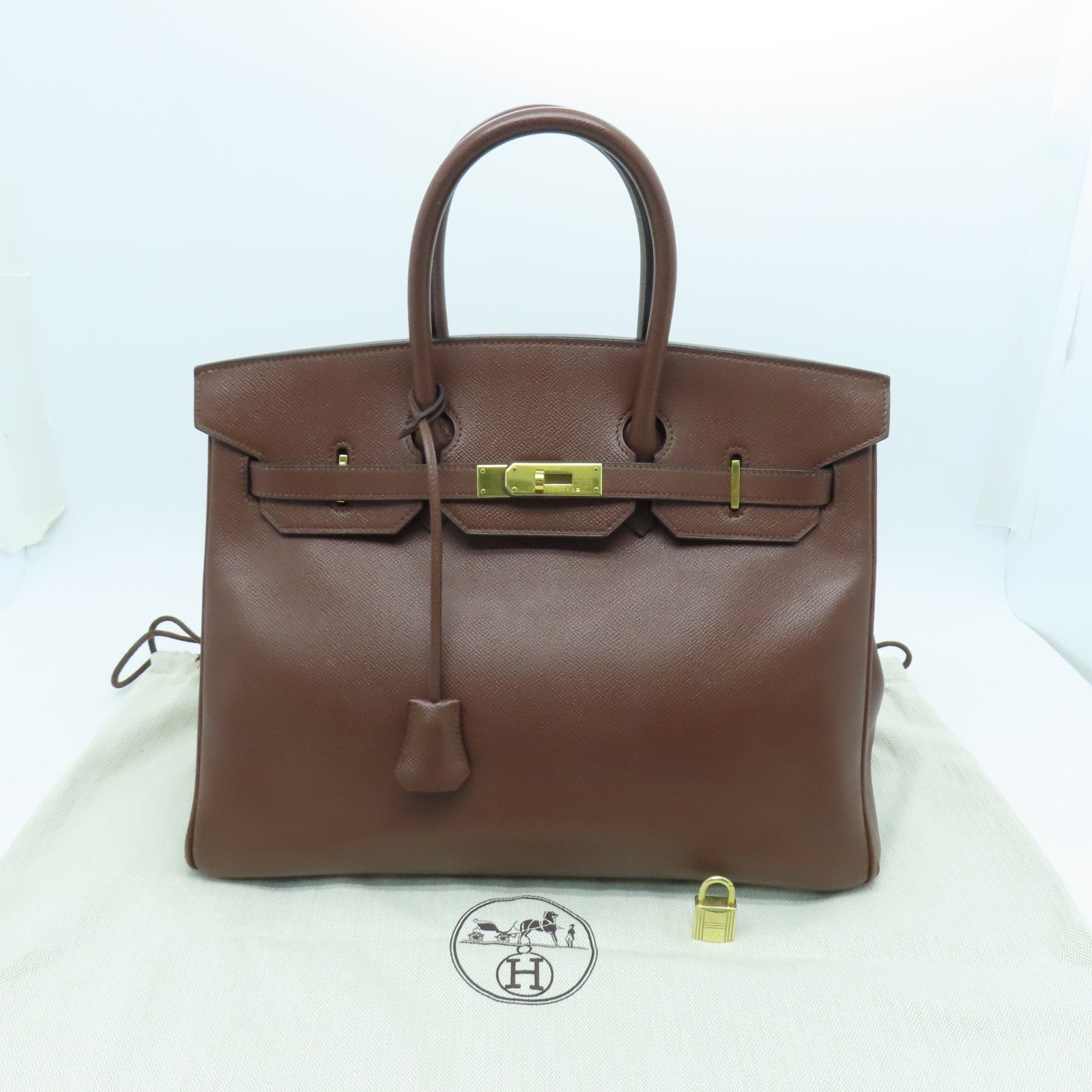 HERMES VGC皮革Birkin 35金扣手挽袋啡色