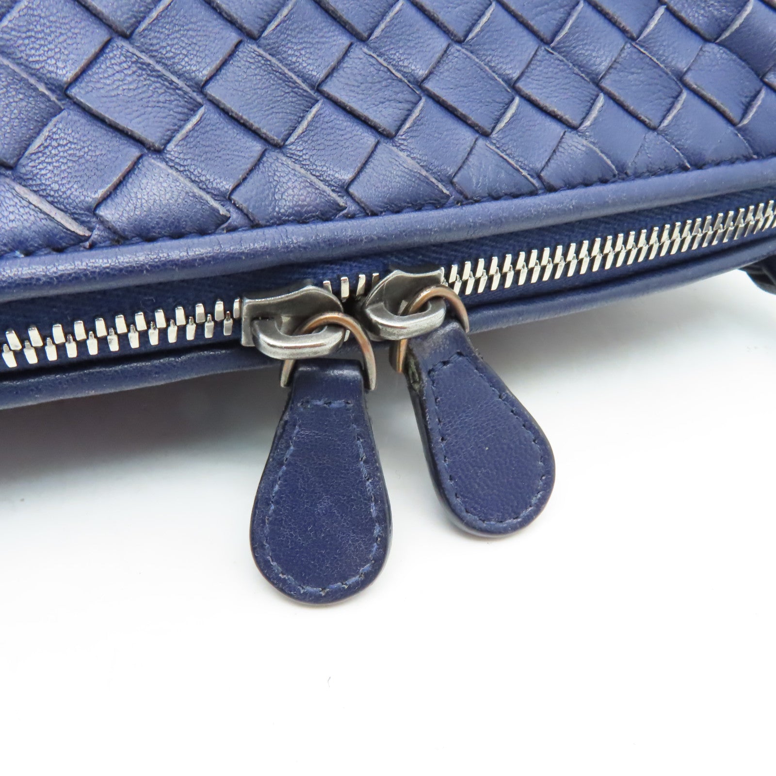 BOTTEGA VENETA 織紋皮革Shoulder Bag銀扣肩背袋藍色