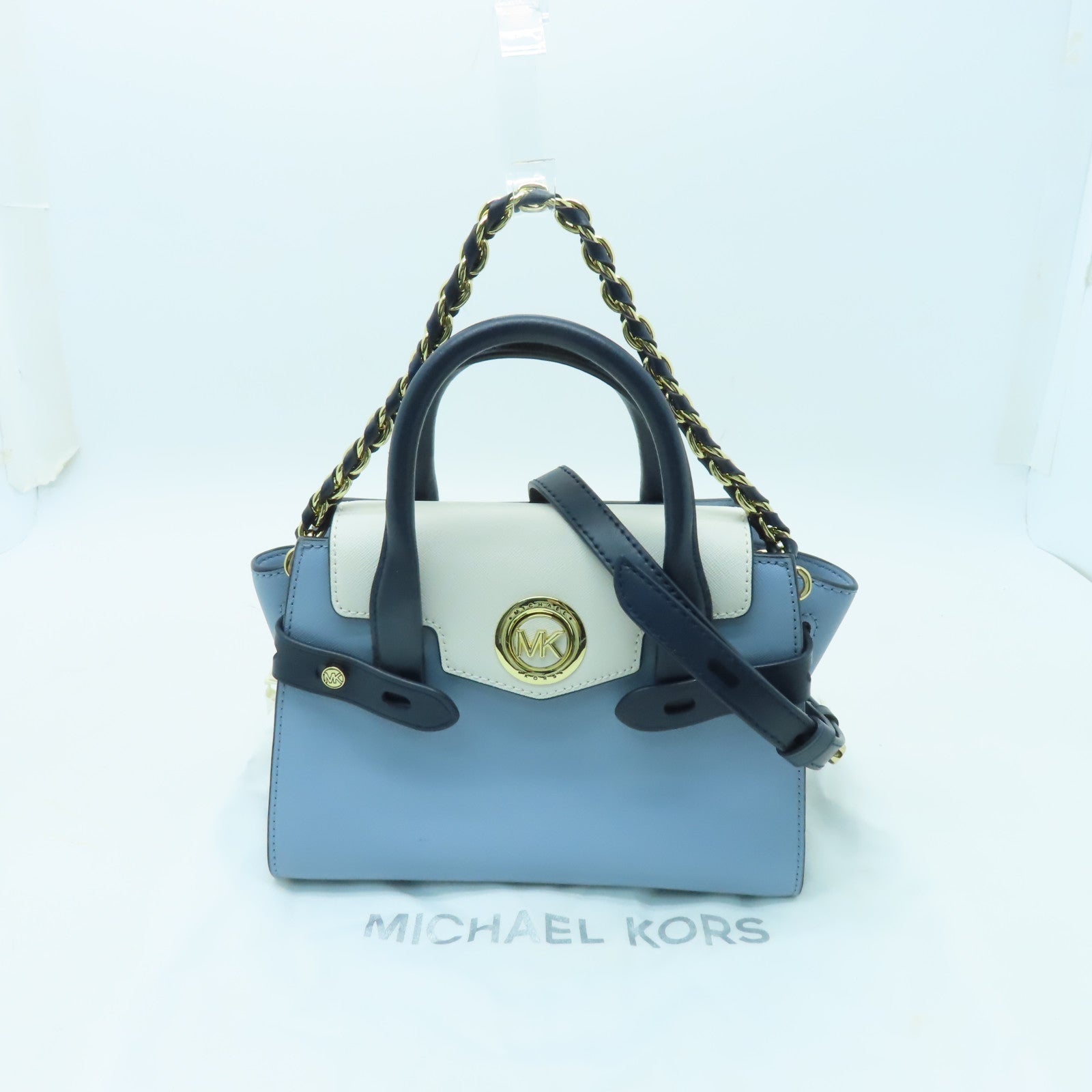 Michael Kors 牛皮皮革2way Shoulder Bag金扣手挽肩背兩用袋藍色