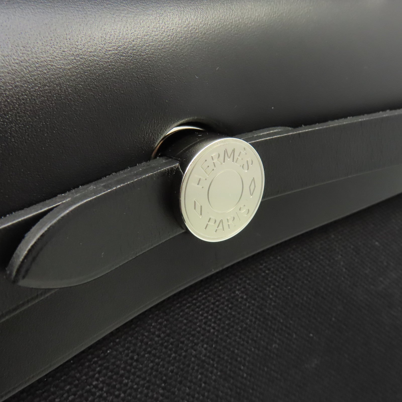 HERMES 帆布Herbag PM 2Way Shoulder Bag銀扣手挽肩背兩用袋黑色