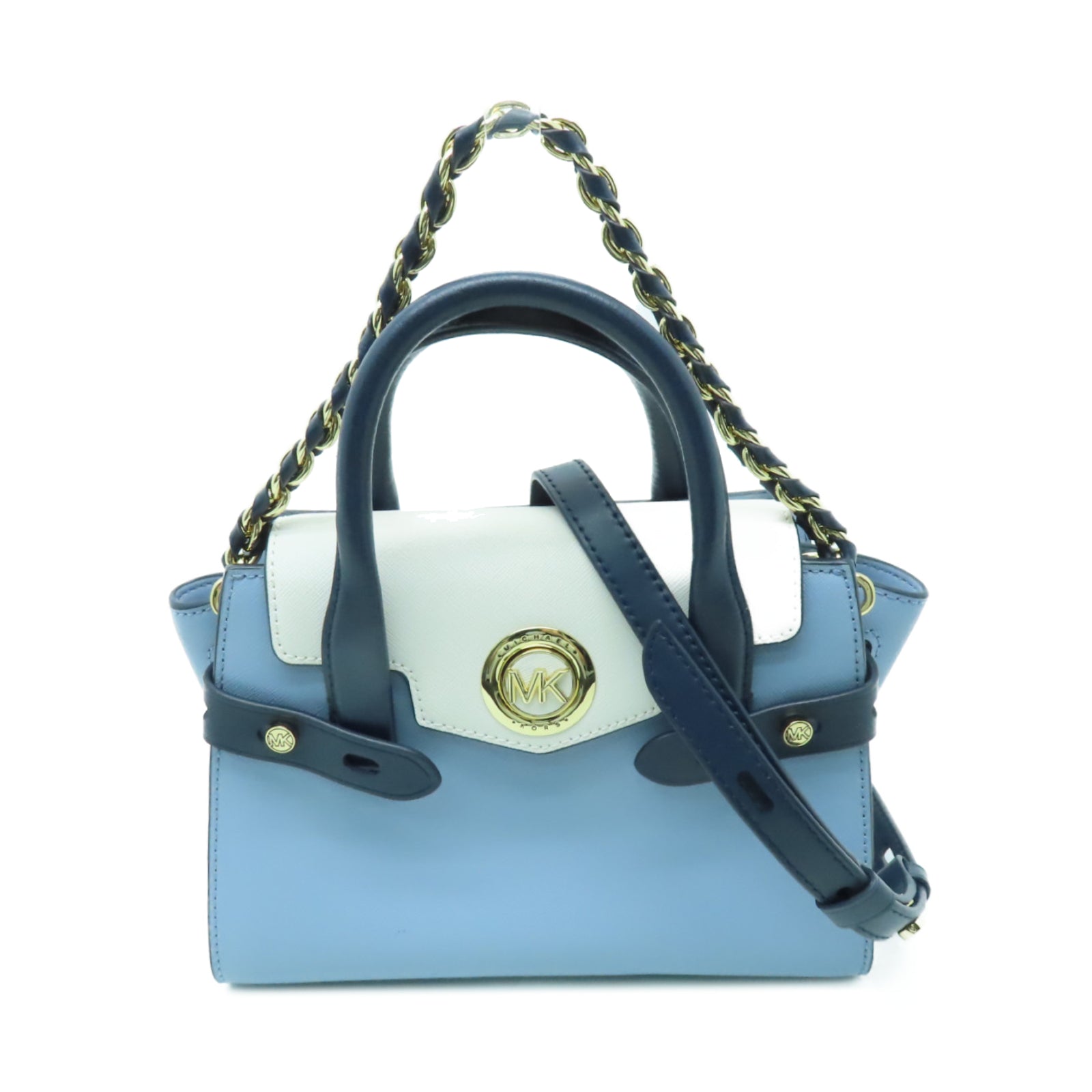 Michael Kors 牛皮皮革2way Shoulder Bag金扣手挽肩背兩用袋藍色