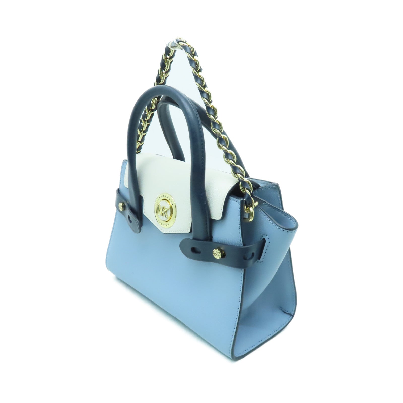 Michael Kors 牛皮皮革2way Shoulder Bag金扣手挽肩背兩用袋藍色