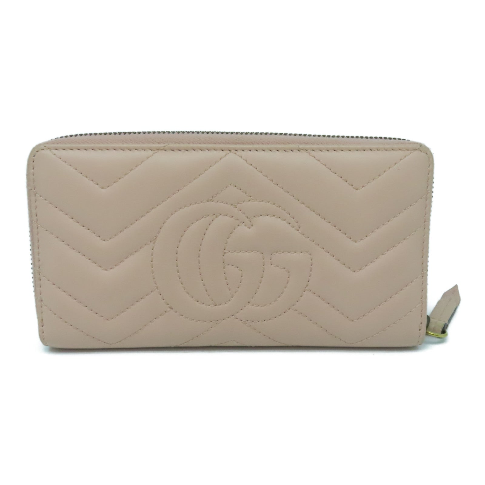 GUCCI 斜纹牛皮皮革Marmont Wallet金扣长钱包粉红色