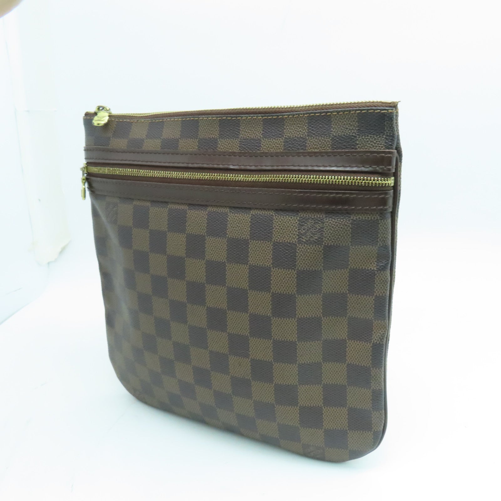 LOUIS VUITTON Damier Pochette Bosphore Shoulder Bag金扣肩背袋啡色