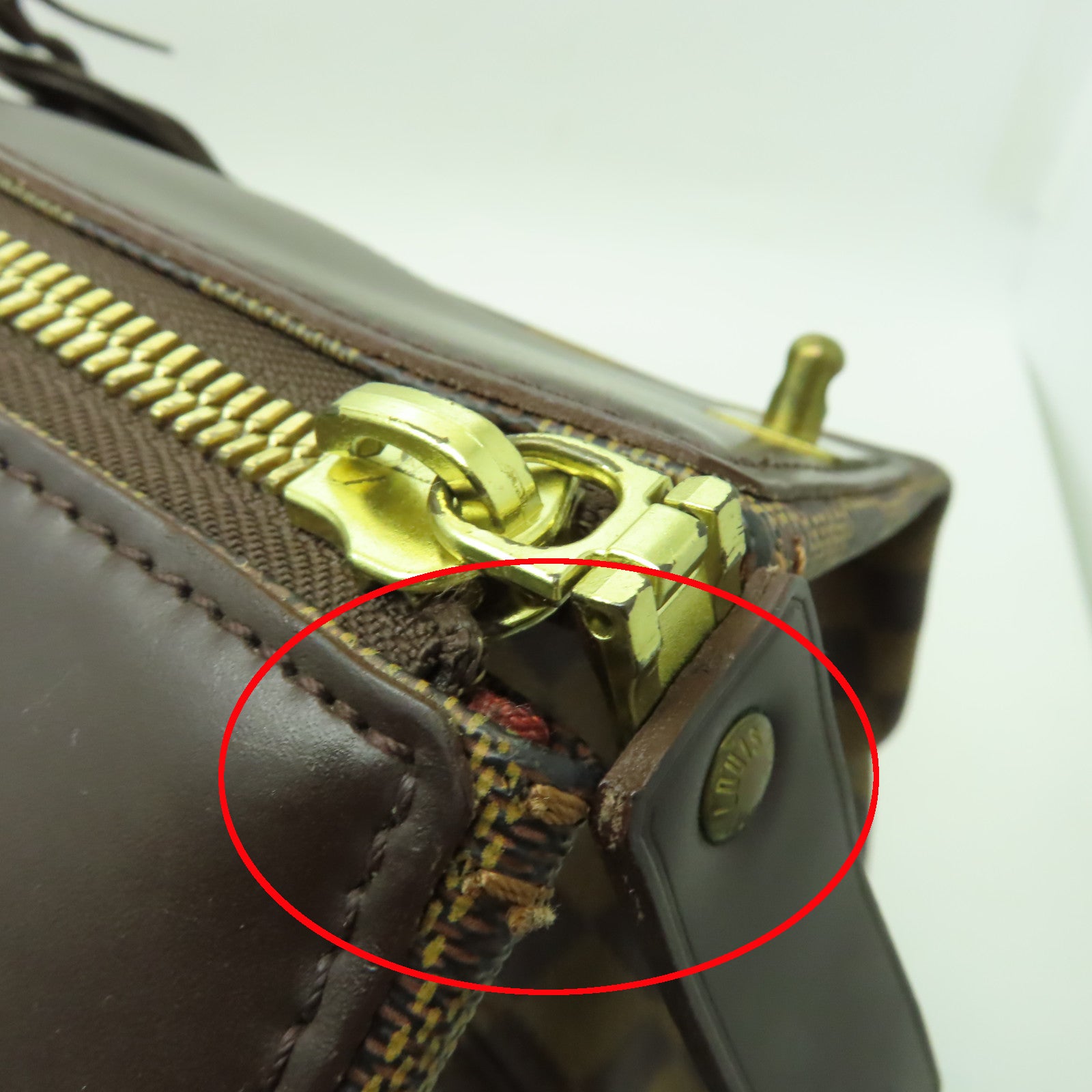 LOUIS VUITTON 【激減優惠】Damier Greenwich GM金扣波士頓包棕色