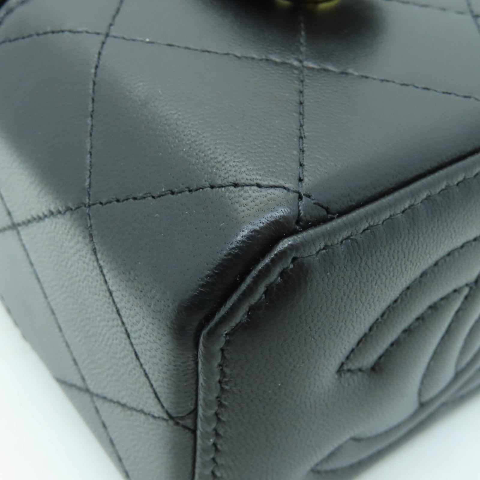 CHANEL 菱格牛皮皮革Chain Shoulder Bag金扣鏈帶肩背袋黒色