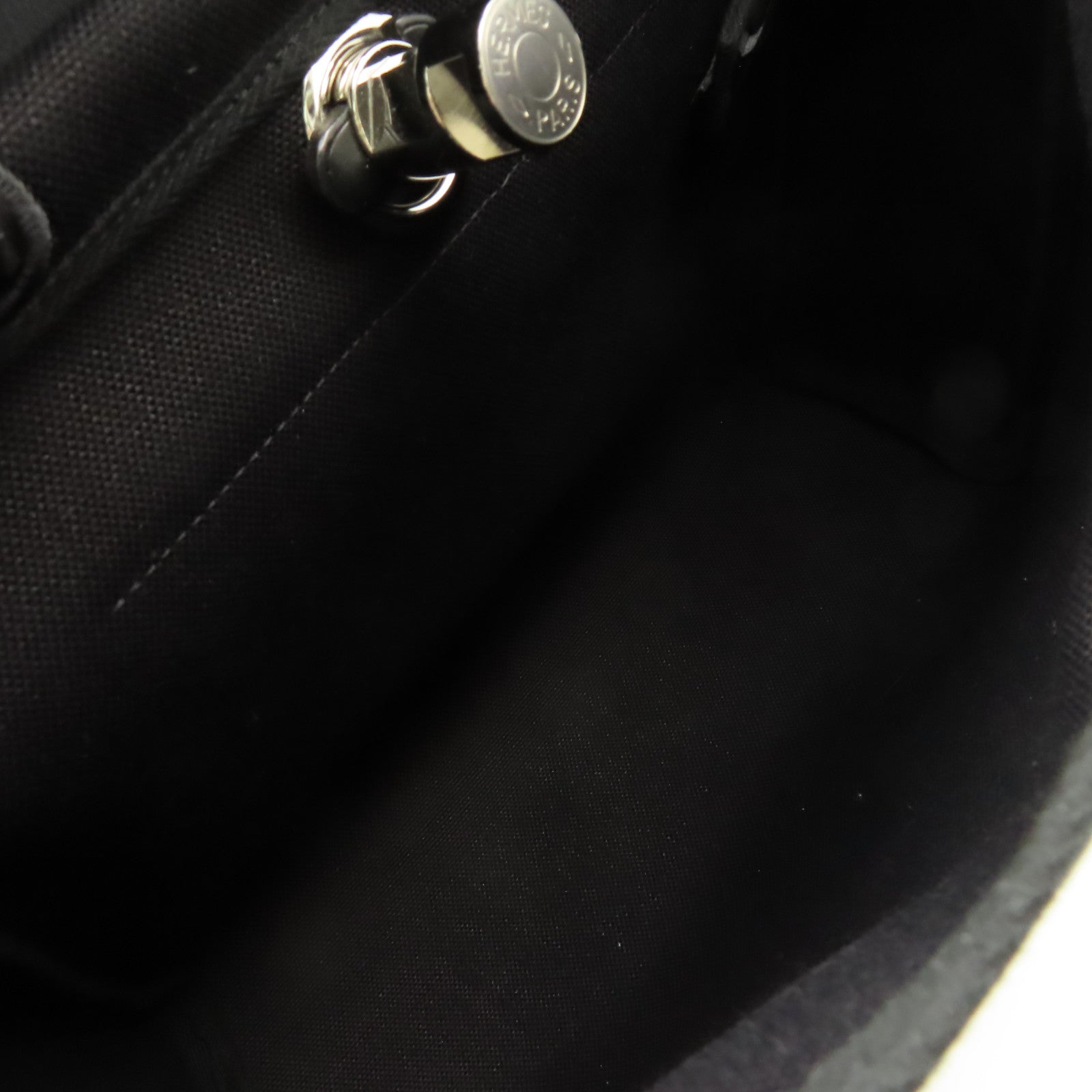 HERMES 帆布Herbag PM 2Way Shoulder Bag銀扣手挽肩背兩用袋黑色