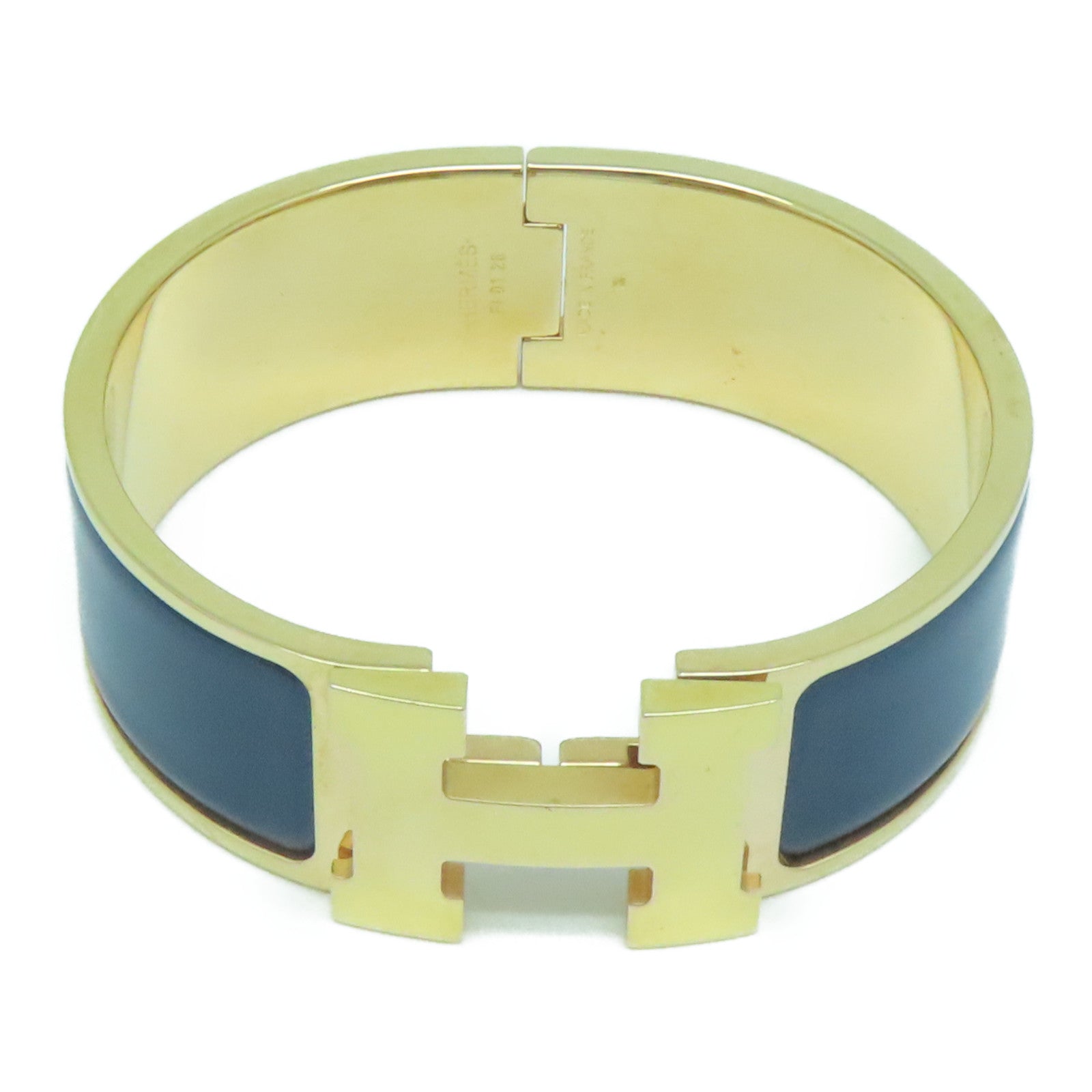 HERMES 金屬Clic-Clac H Bracelet手鐲藍色/金色