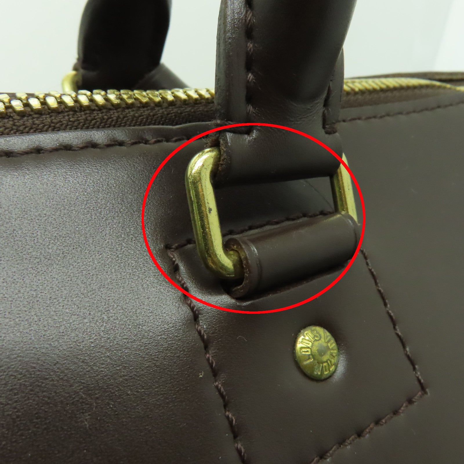 LOUIS VUITTON 【激減優惠】Damier Greenwich GM金扣波士頓包棕色