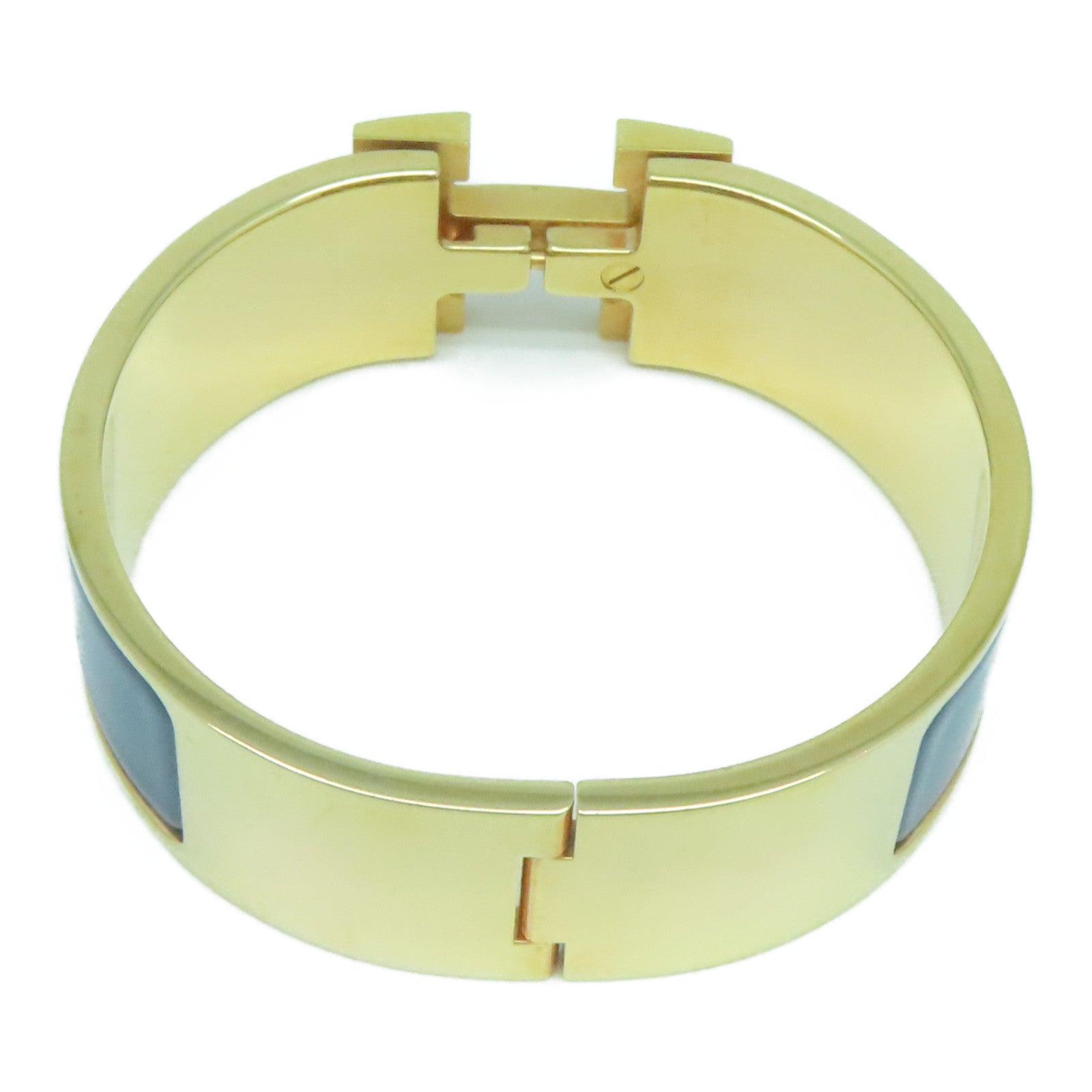 HERMES 金屬Clic-Clac H Bracelet手鐲藍色/金色