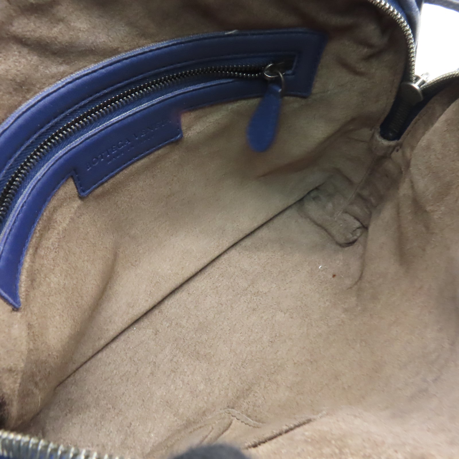 BOTTEGA VENETA 織紋皮革Shoulder Bag銀扣肩背袋藍色