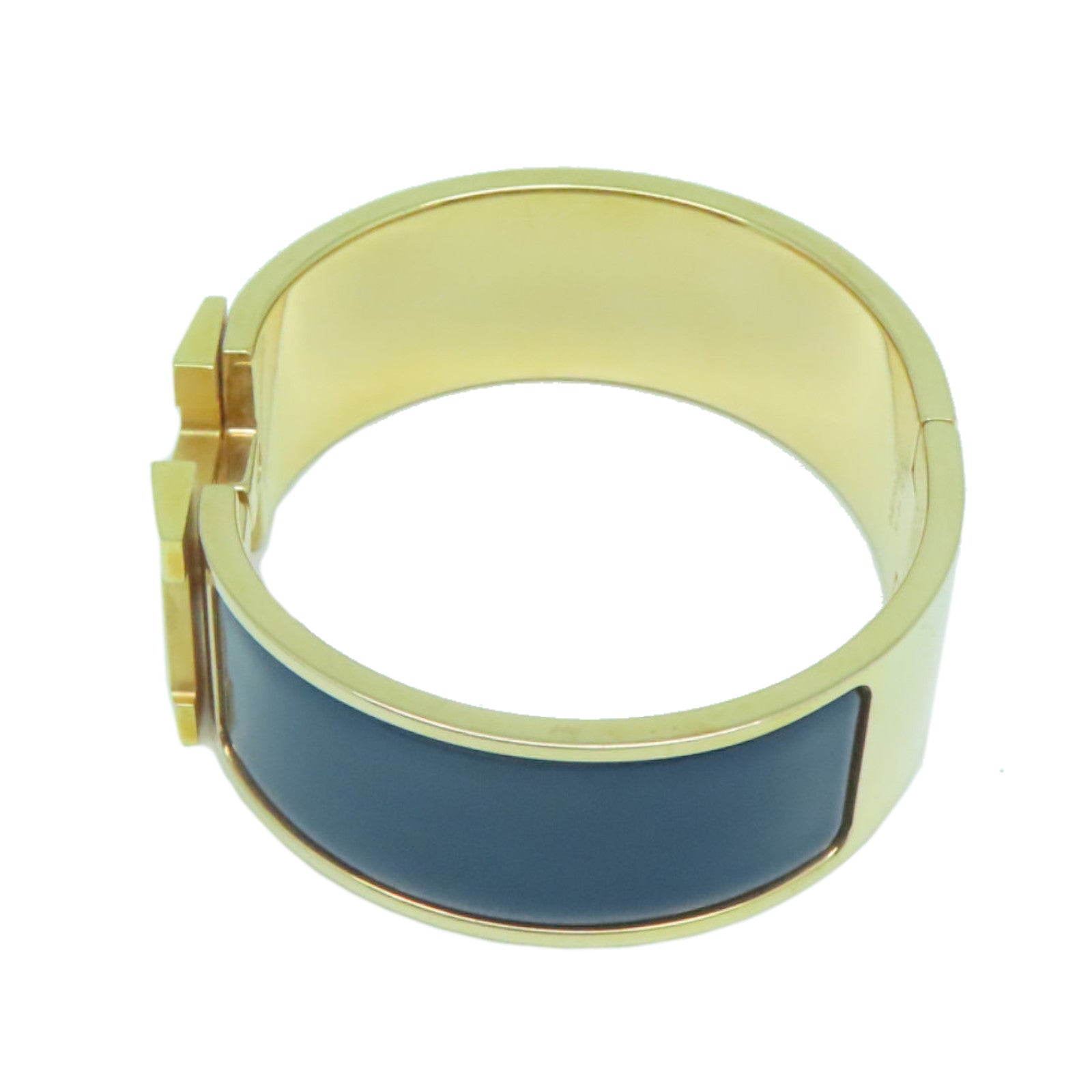 HERMES 金屬Clic-Clac H Bracelet手鐲藍色/金色