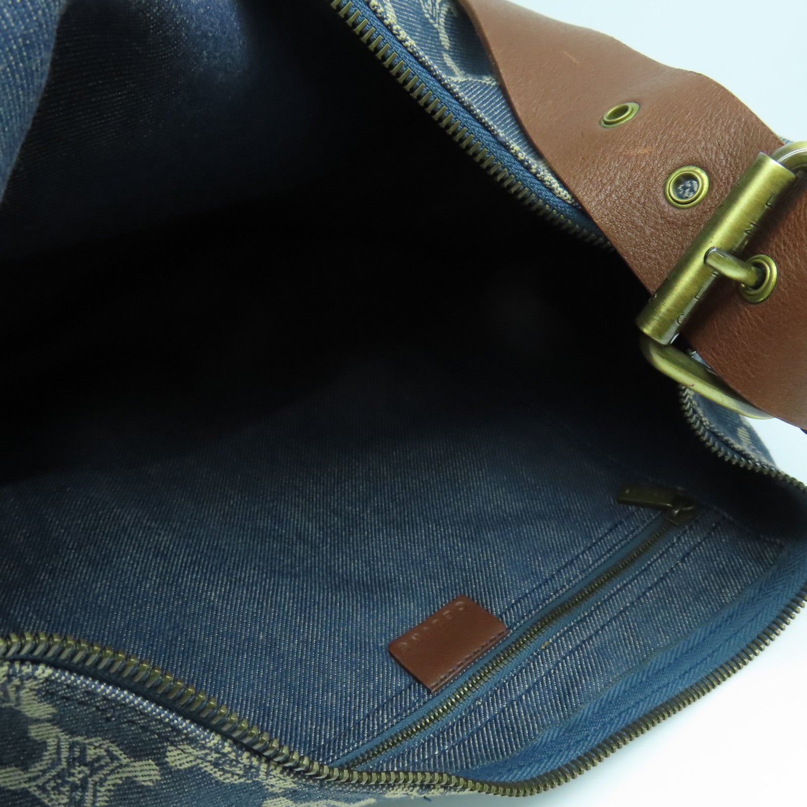 CELINE 帆布Shoulder Bag金扣肩背袋藍色