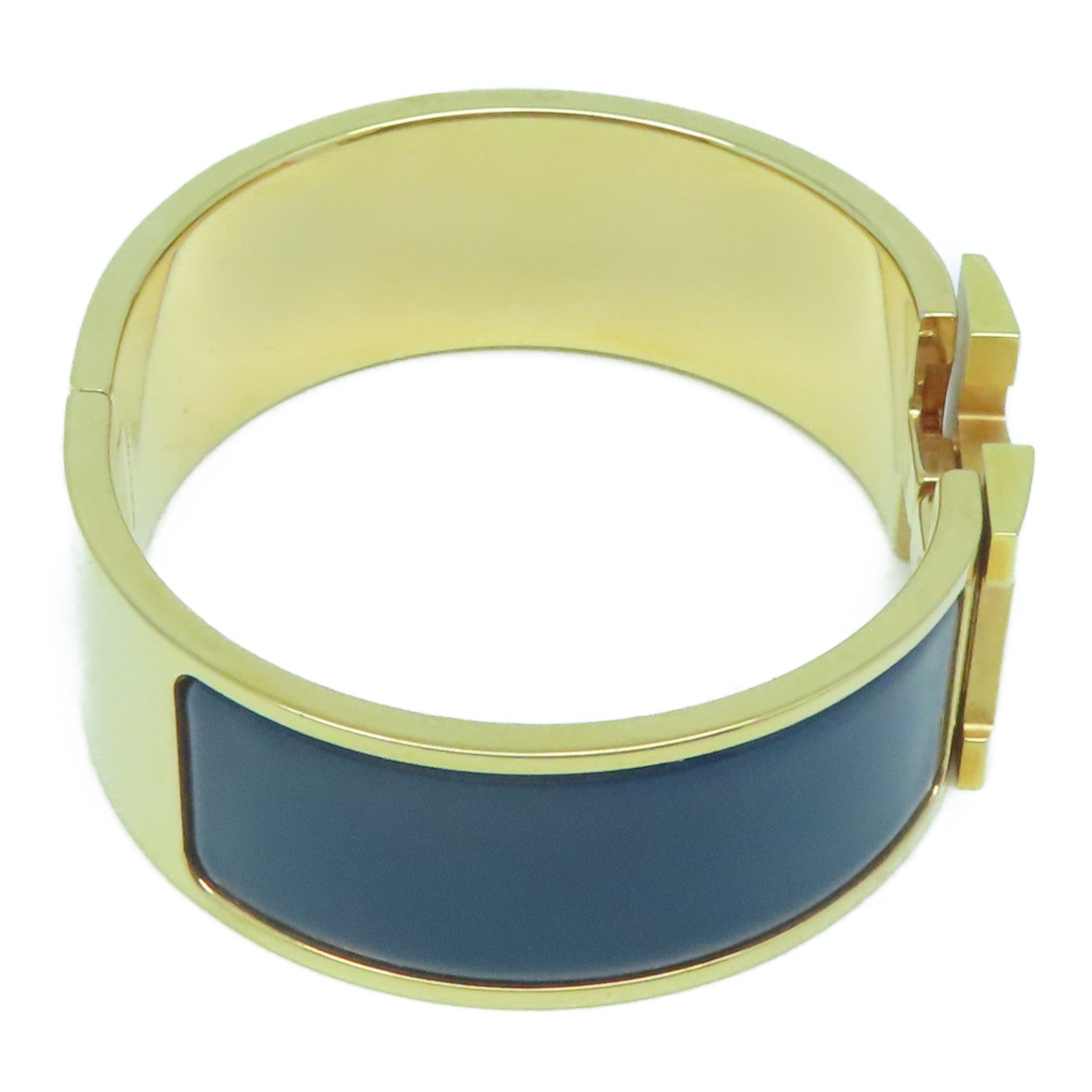 HERMES 金屬Clic-Clac H Bracelet手鐲藍色/金色