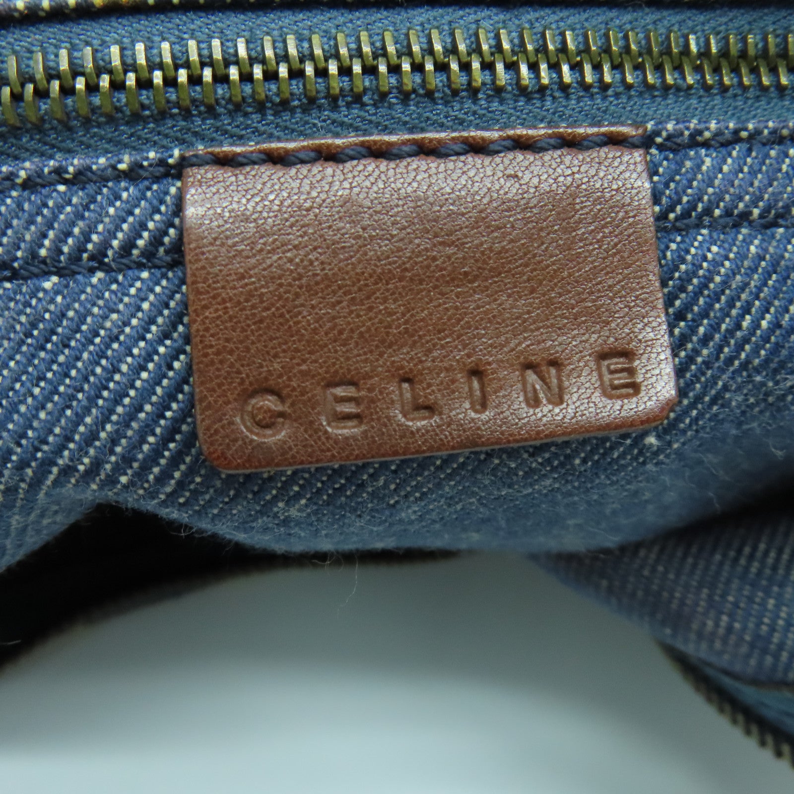 CELINE 帆布Shoulder Bag金扣肩背袋藍色