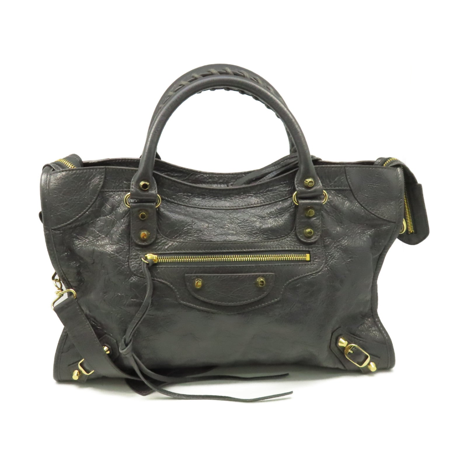 BALENCIAGA 牛皮皮革City 2Way Shoulder Bag手挽肩背兩用袋碳灰色