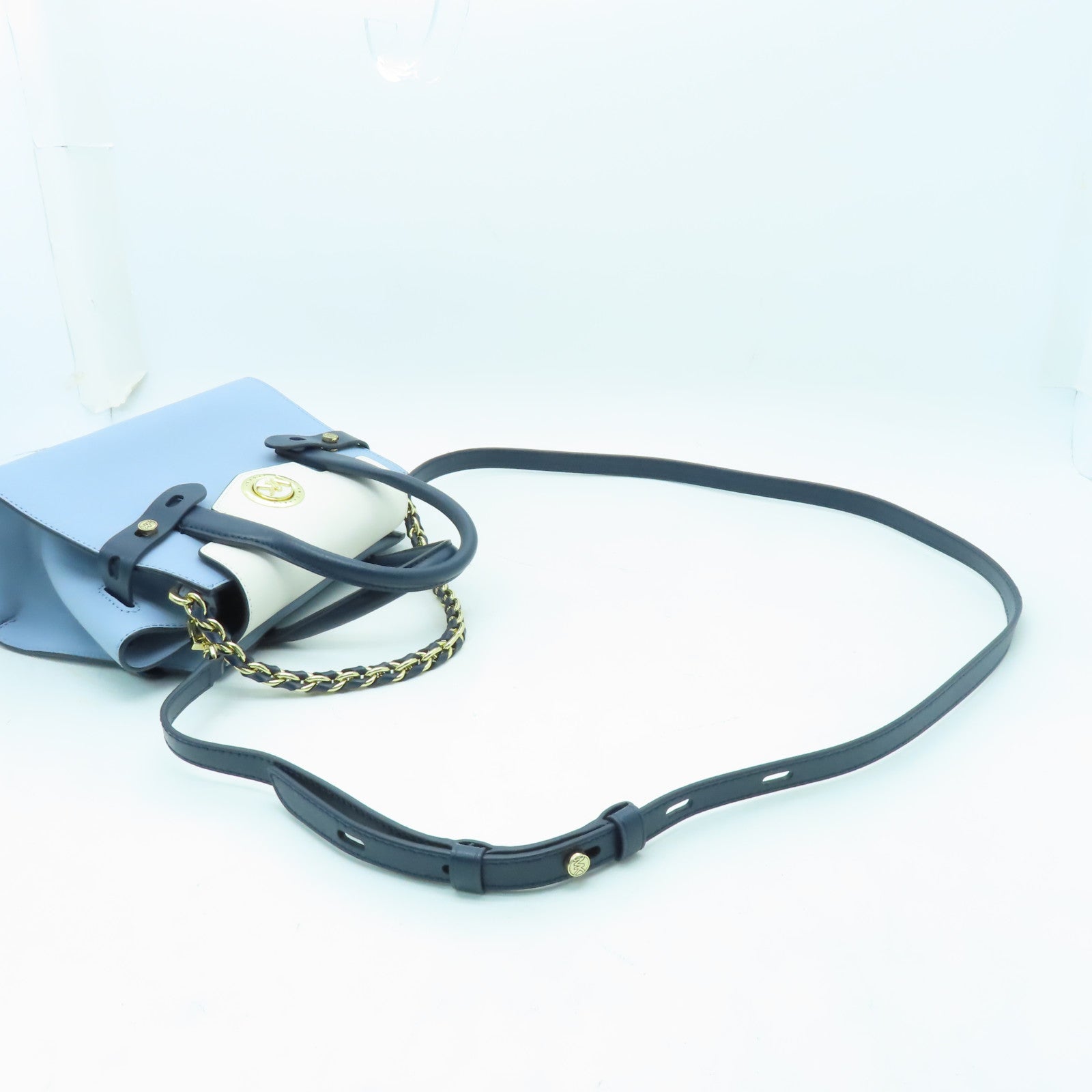 Michael Kors 牛皮皮革2way Shoulder Bag金扣手挽肩背兩用袋藍色