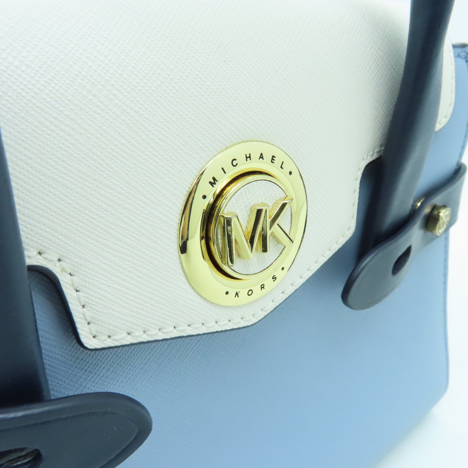 Michael Kors 牛皮皮革2way Shoulder Bag金扣手挽肩背兩用袋藍色