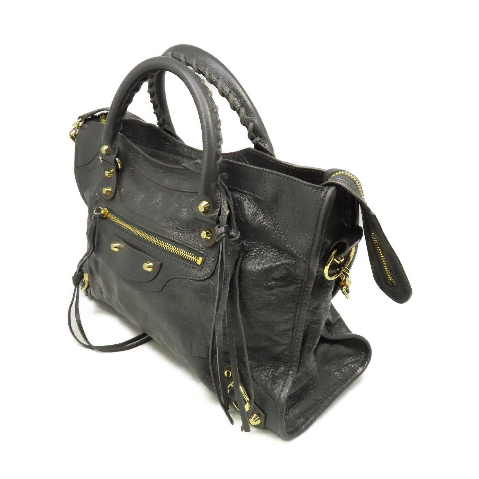 BALENCIAGA 牛皮皮革City 2Way Shoulder Bag手挽肩背兩用袋碳灰色