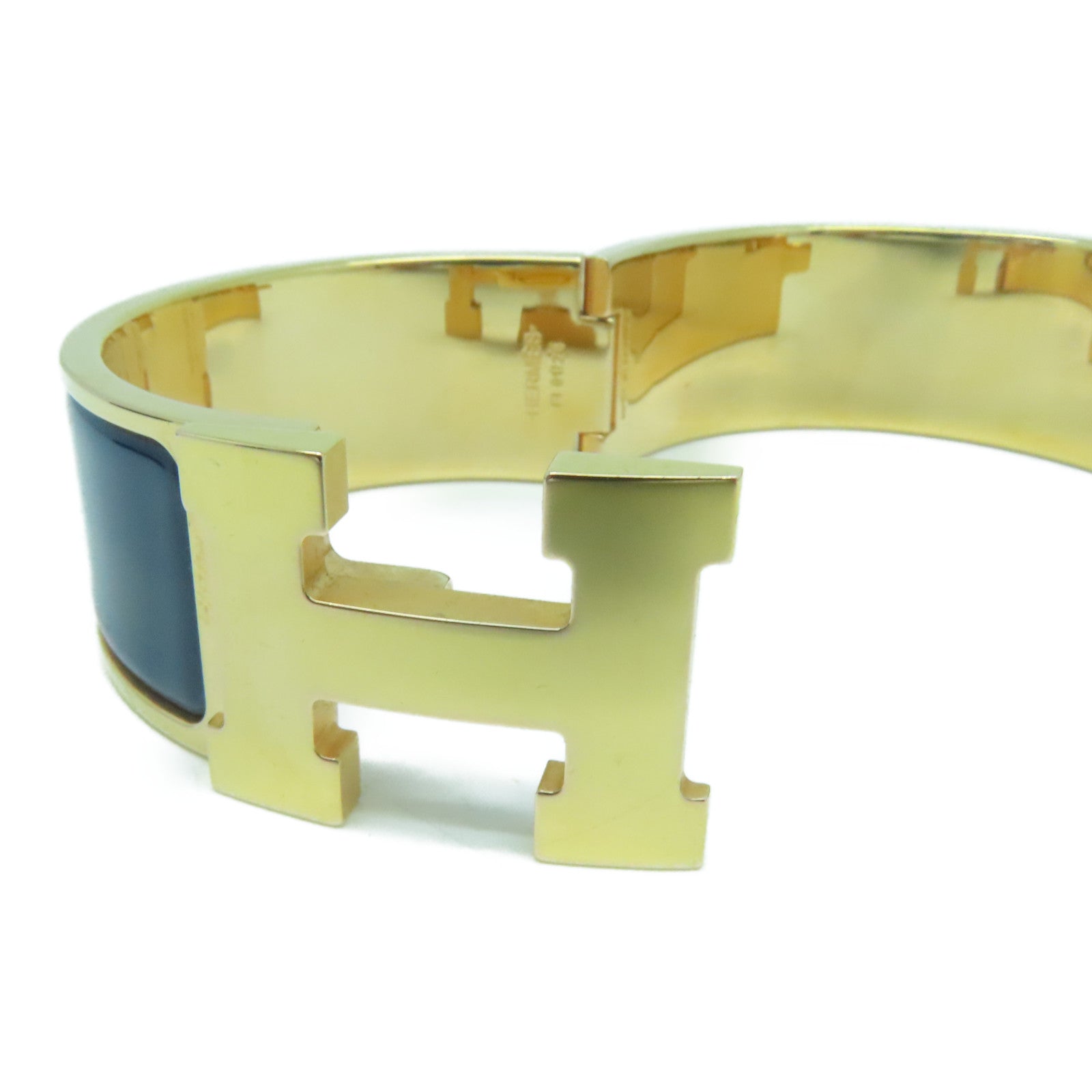 HERMES 金屬Clic-Clac H Bracelet手鐲藍色/金色