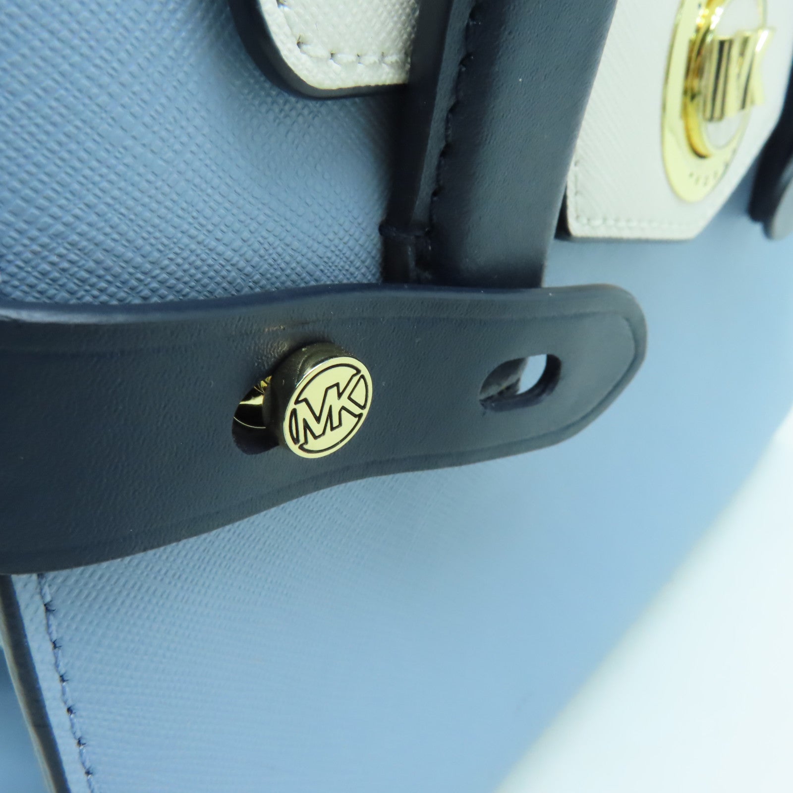 Michael Kors 牛皮皮革2way Shoulder Bag金扣手挽肩背兩用袋藍色