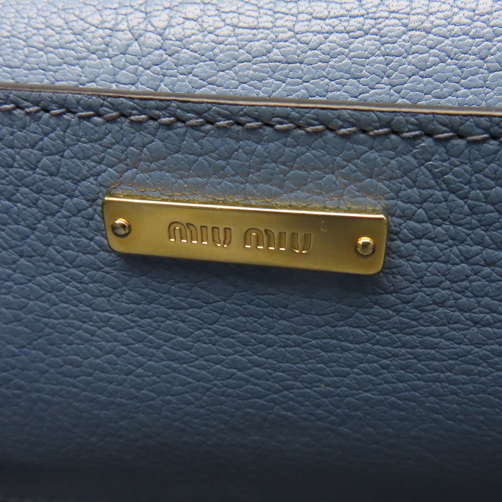Miu Miu 牛皮皮革Chain Shoulder金扣鏈帶肩背袋藍色