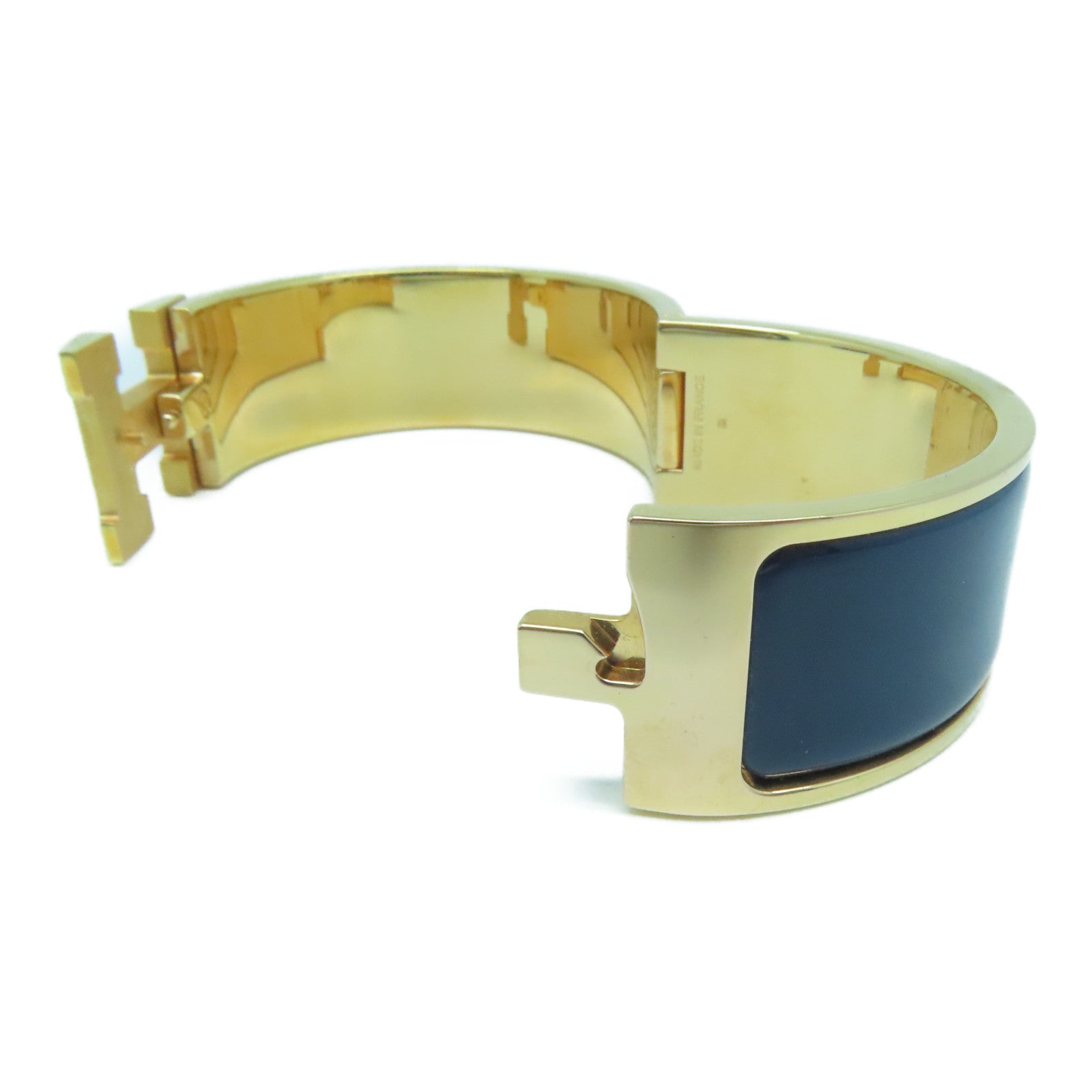 HERMES 金屬Clic-Clac H Bracelet手鐲藍色/金色