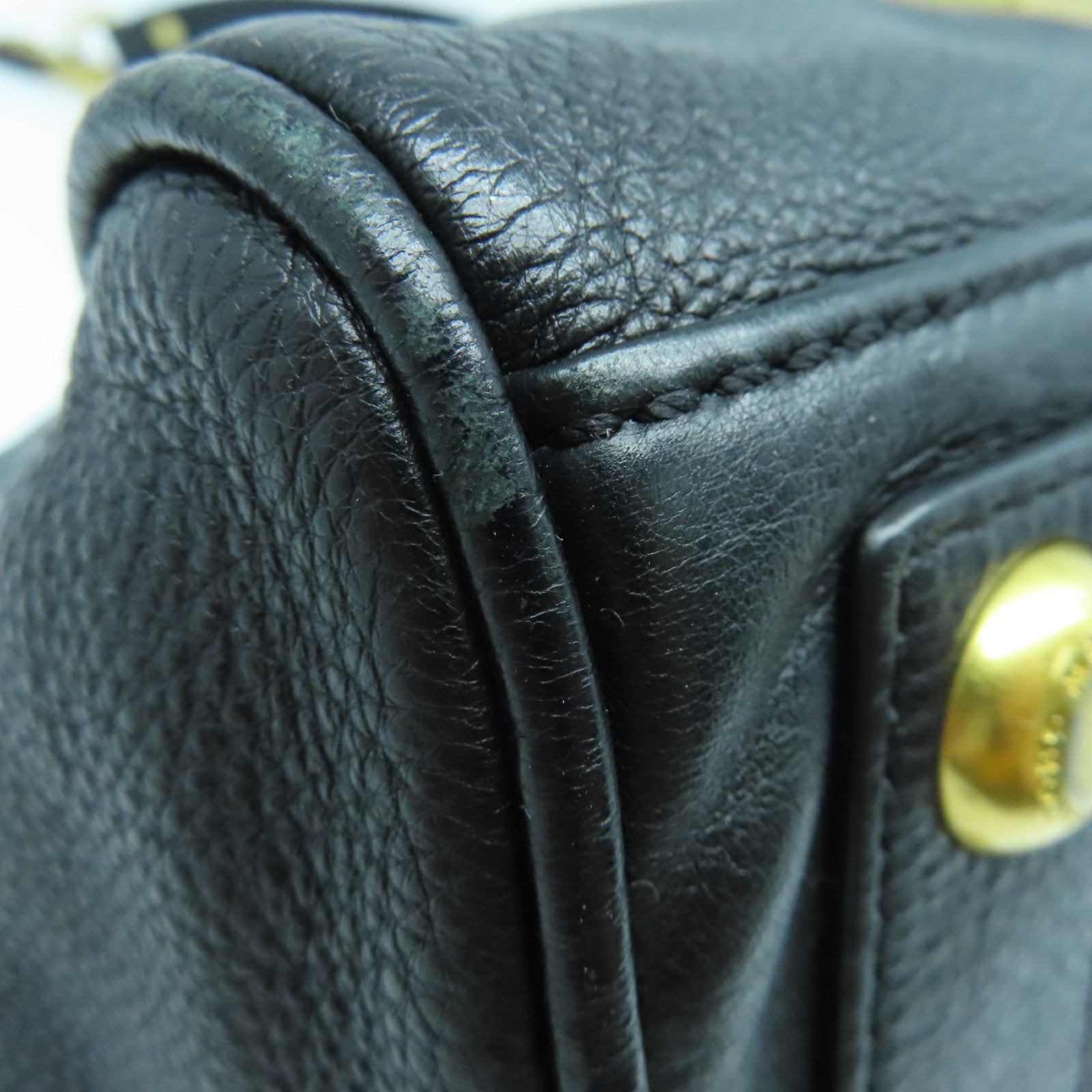 MARC BY MARC JACOBS Cowhide Leather 2Way Shoulder Gold Buckle Handle Shoulder Back Dual-purpose Bag Black