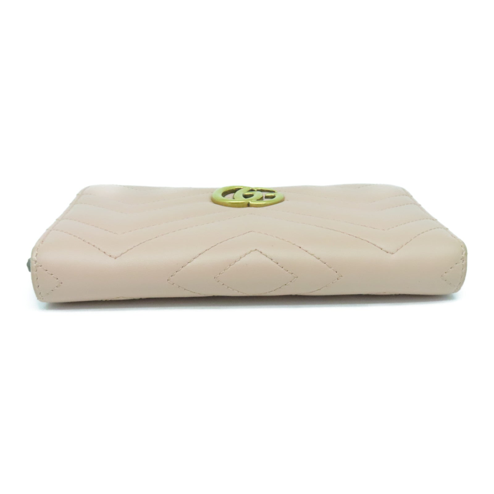 GUCCI 斜纹牛皮皮革Marmont Wallet金扣长钱包粉红色