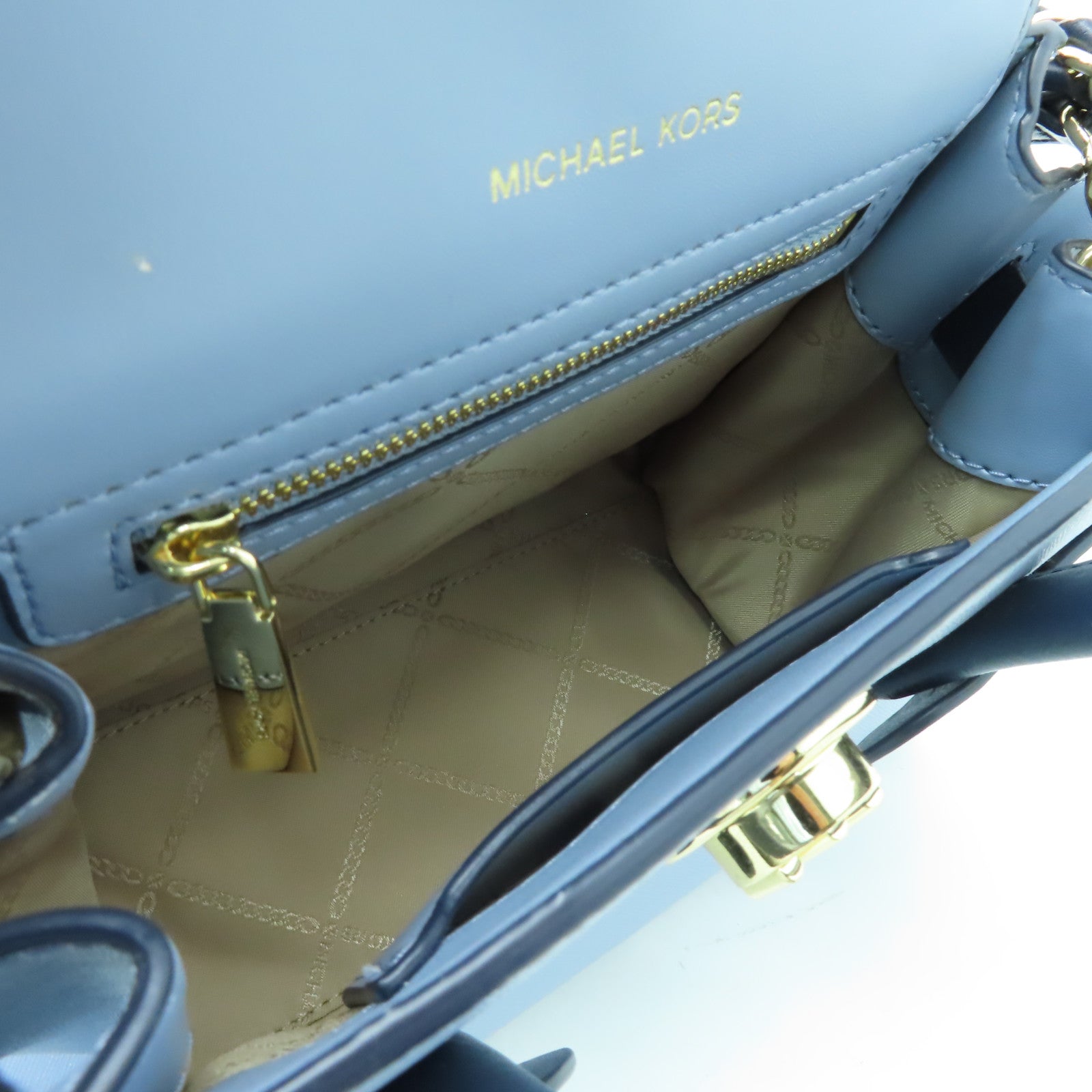 Michael Kors 牛皮皮革2way Shoulder Bag金扣手挽肩背兩用袋藍色