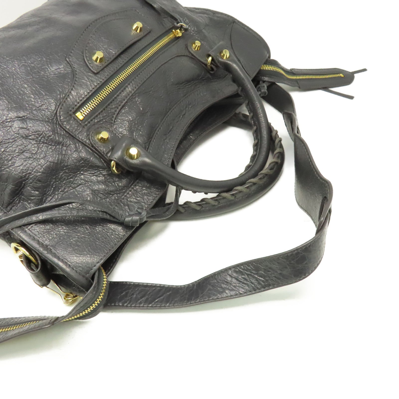 BALENCIAGA 牛皮皮革City 2Way Shoulder Bag手挽肩背兩用袋碳灰色