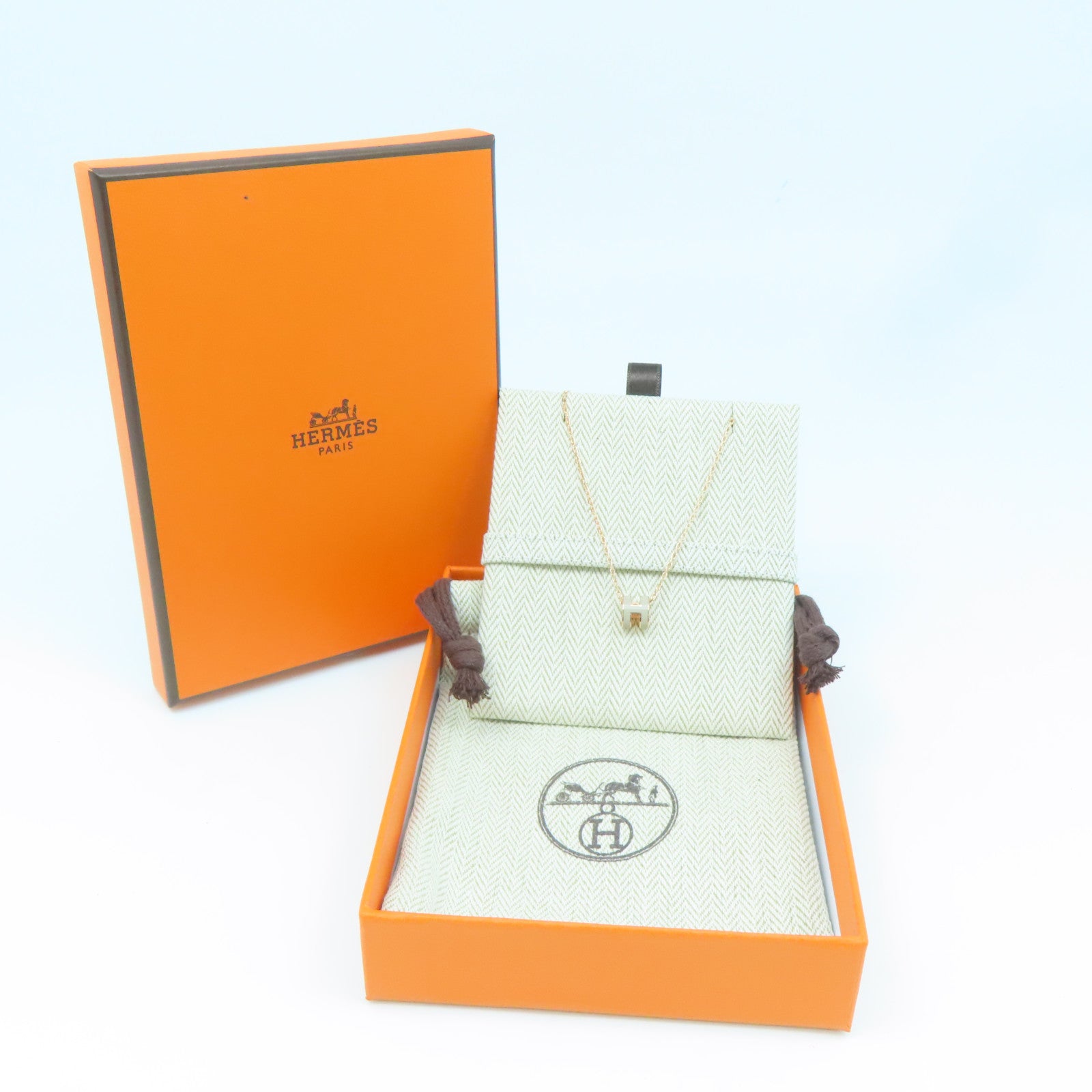 HERMES 金属Pop H Necklace项链灰色/金色