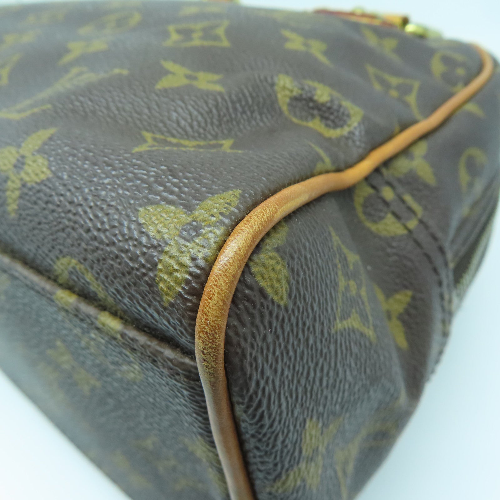 LOUIS VUITTON Monogram Manhattan PM金扣手挽袋棕色