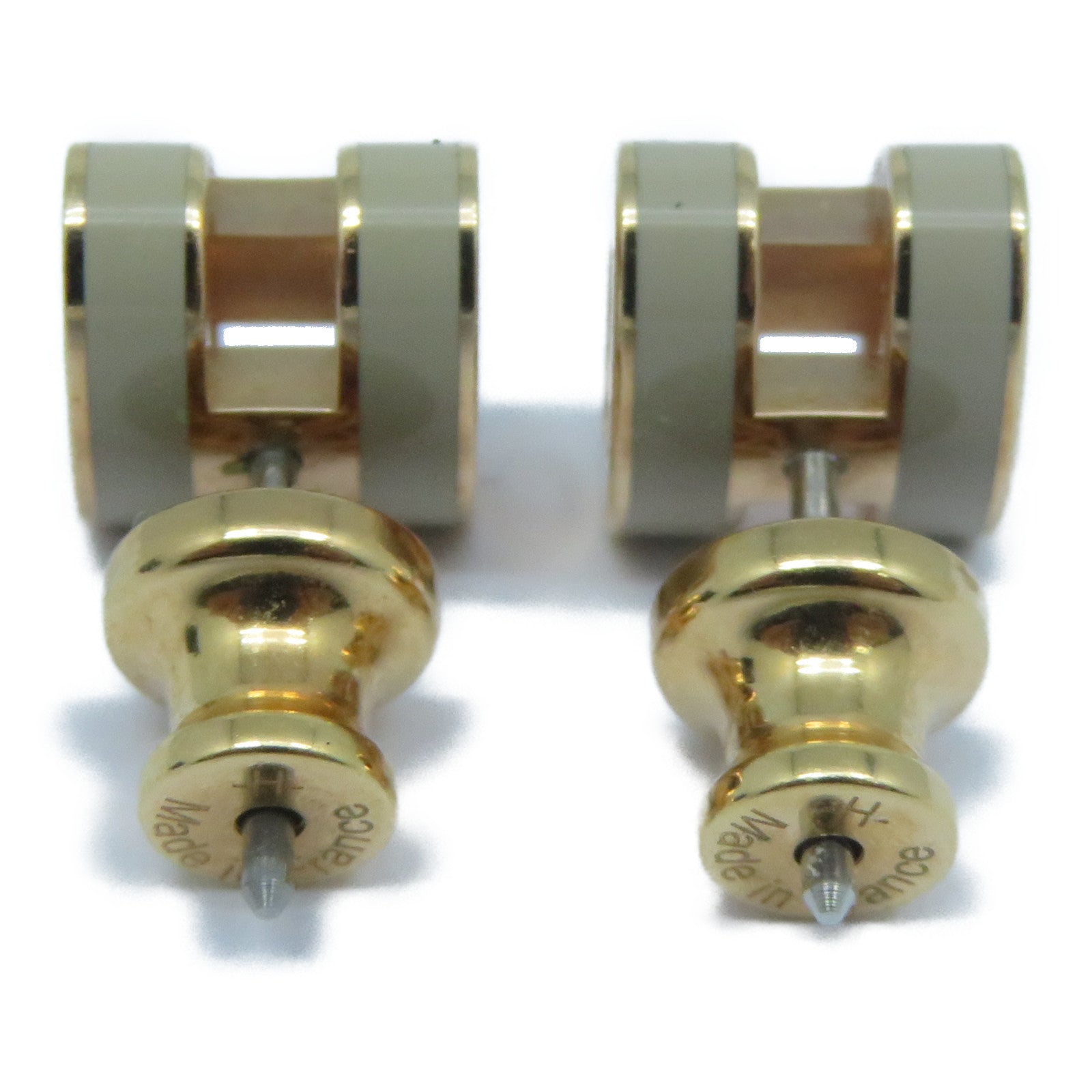 HERMES 金屬Mini Pop H Earrings金扣耳環米色