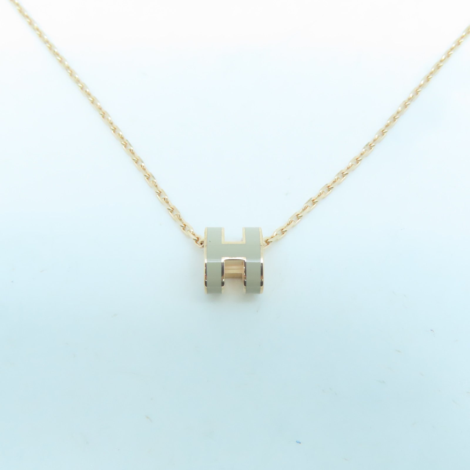 HERMES 金属Pop H Necklace项链灰色/金色